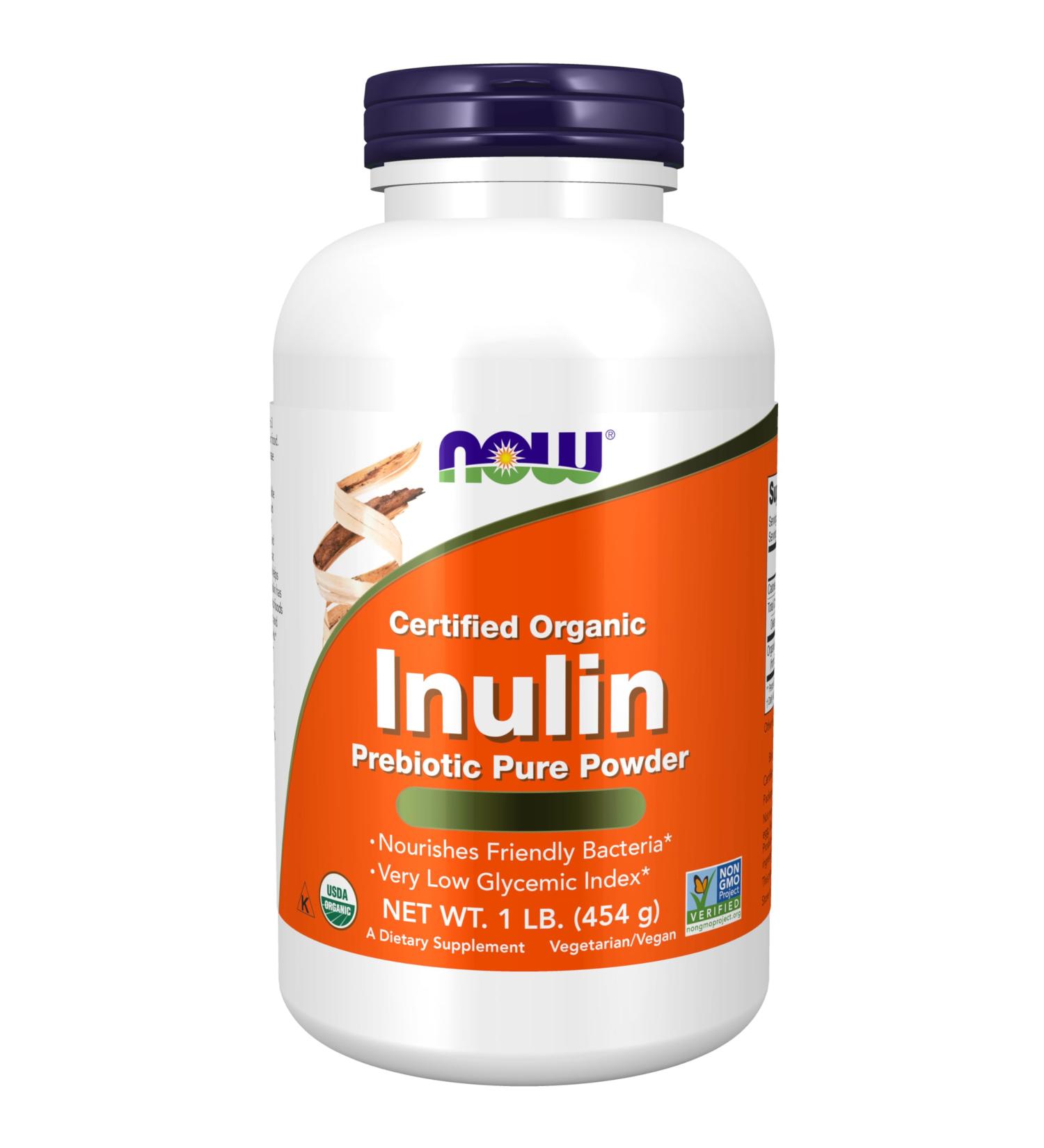 Now Foods Certified Organic Inulin 454g Vegan Powder Soy Free Gluten Free Non-GMO Vegetarian - Buy Online on GoSupps.com