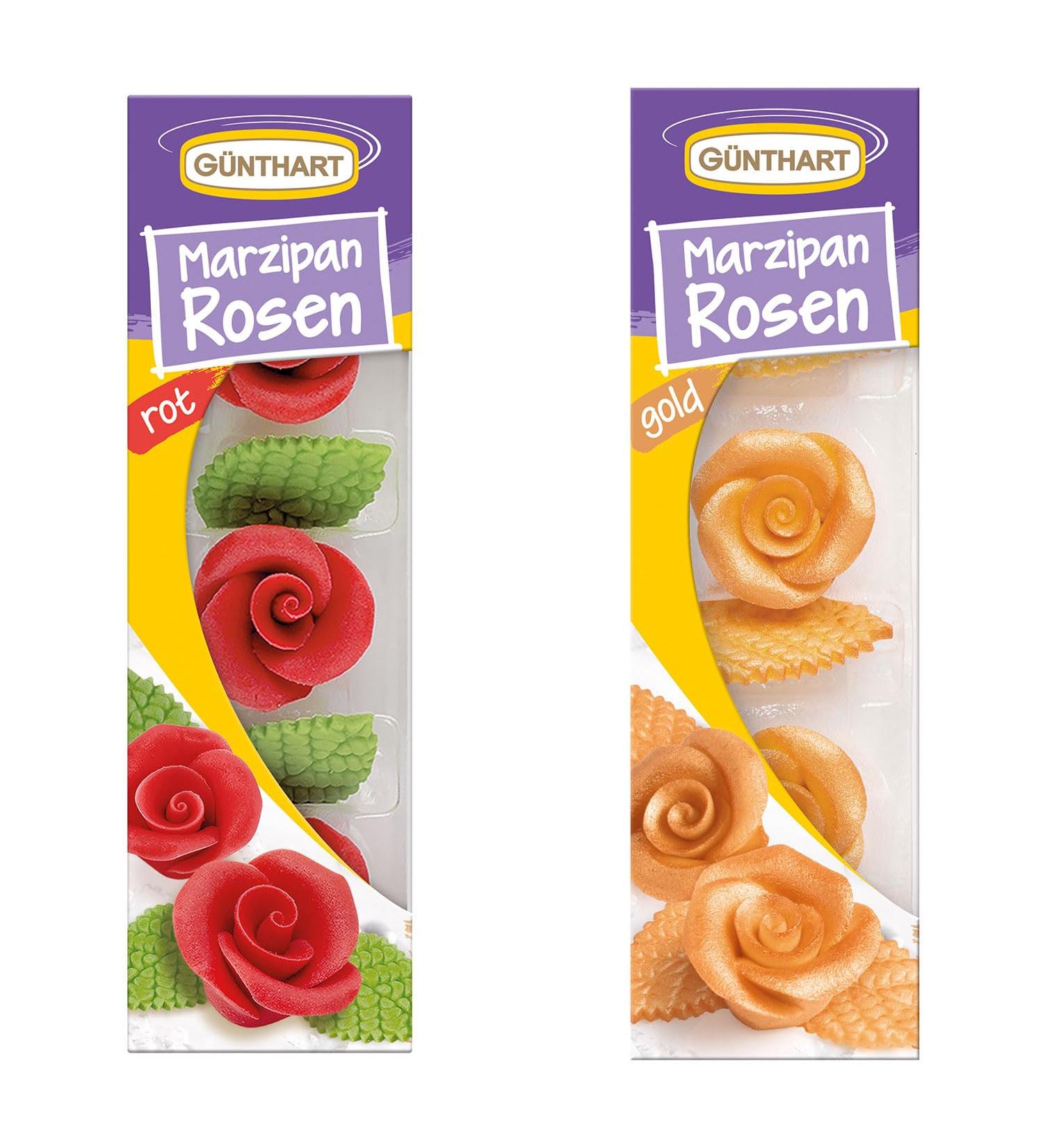 G nthart BackDecor Marzipan Roses Set - 6 Gold & Red Roses with Leaves | Premium Bakery Decoration (2 Packs 66g) - International Shipping Available - Buy Online on GoSupps.com