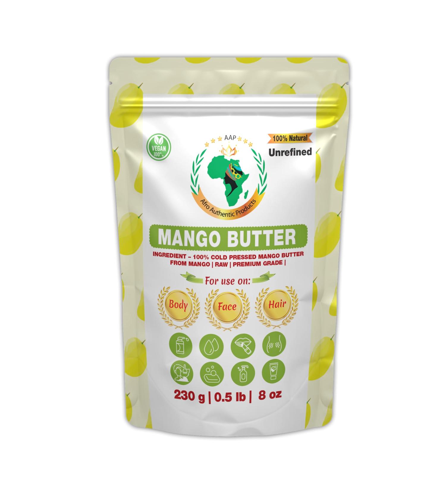 Authentic Organic Raw Mango Butter 0.5 LB - Unrefined Pure Butter for DIY Face Body & Hands - Creamy African Import - Resealable Bag - Buy Online on GoSupps.com