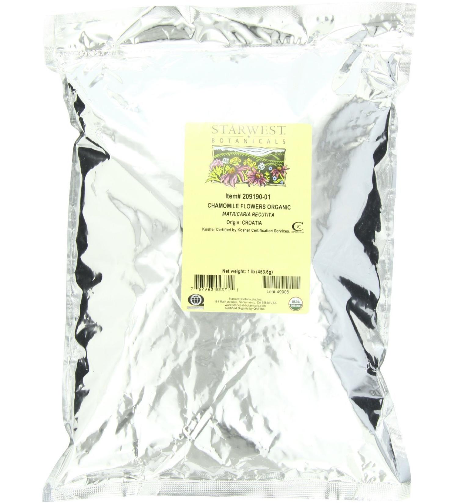 Organic Chamomile Flowers (Croatia) 1 lb - Starwest Botanicals | Buy Online - Buy Online on GoSupps.com