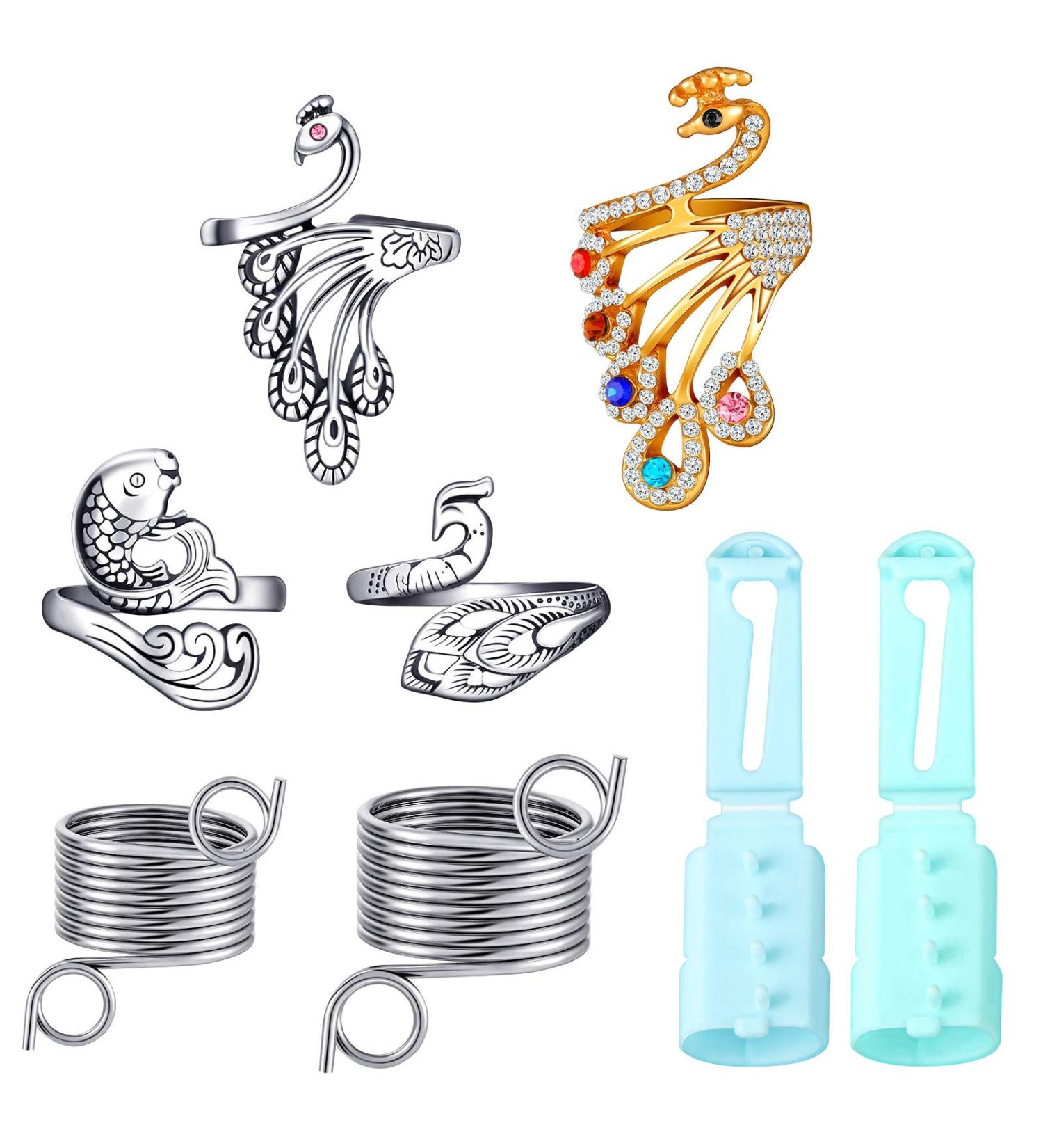 Yarn Guide Finger Holder Set - Adjustable Knitting Crochet Loop Rings with 6 Metal and Plastic Guides - Crafting Tools for Knitting, Quilting, Sewing - Buy Online on GoSupps.com