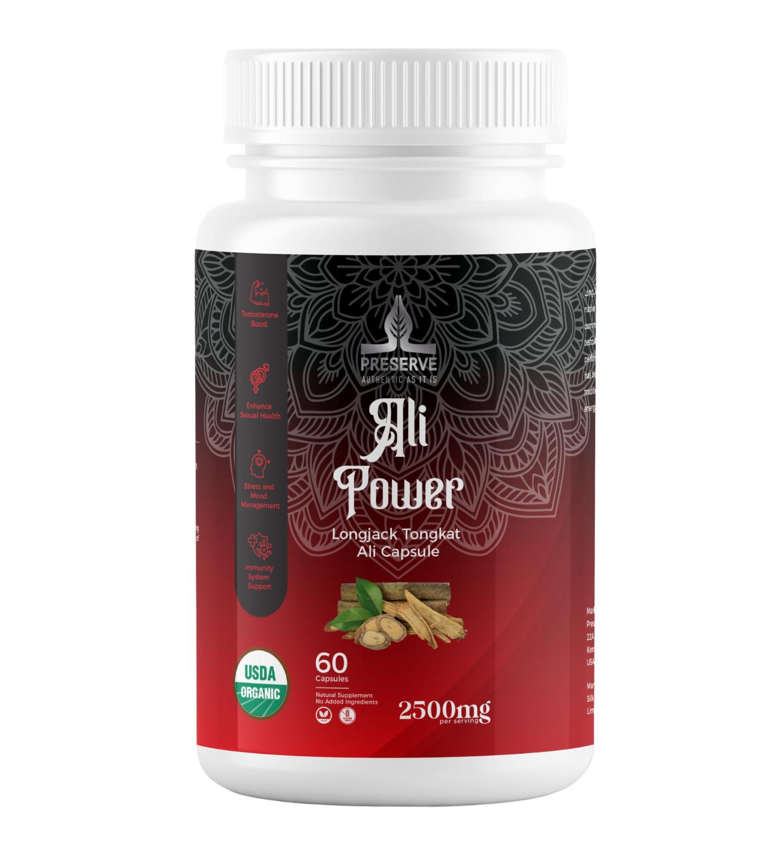 PRESERVE Tongkat Ali 2500mg - 60 Capsules | NFS Certified Longjack Extract Supplement for Men & Women | 2-Month Supply of Long Jack Root Powder Pills - Buy Online on GoSupps.com