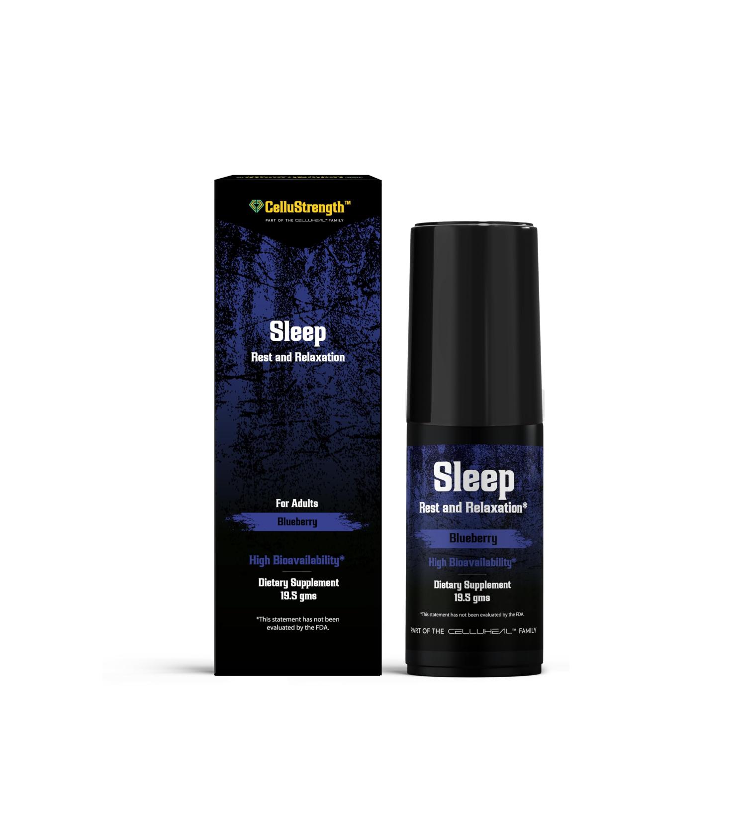 CelluStrength Sleep Spray - Blueberry Flavor 30 Servings | Natural Support for Rest & Relaxation with GABA Melatonin | High Bioavailability - Buy Online on GoSupps.com