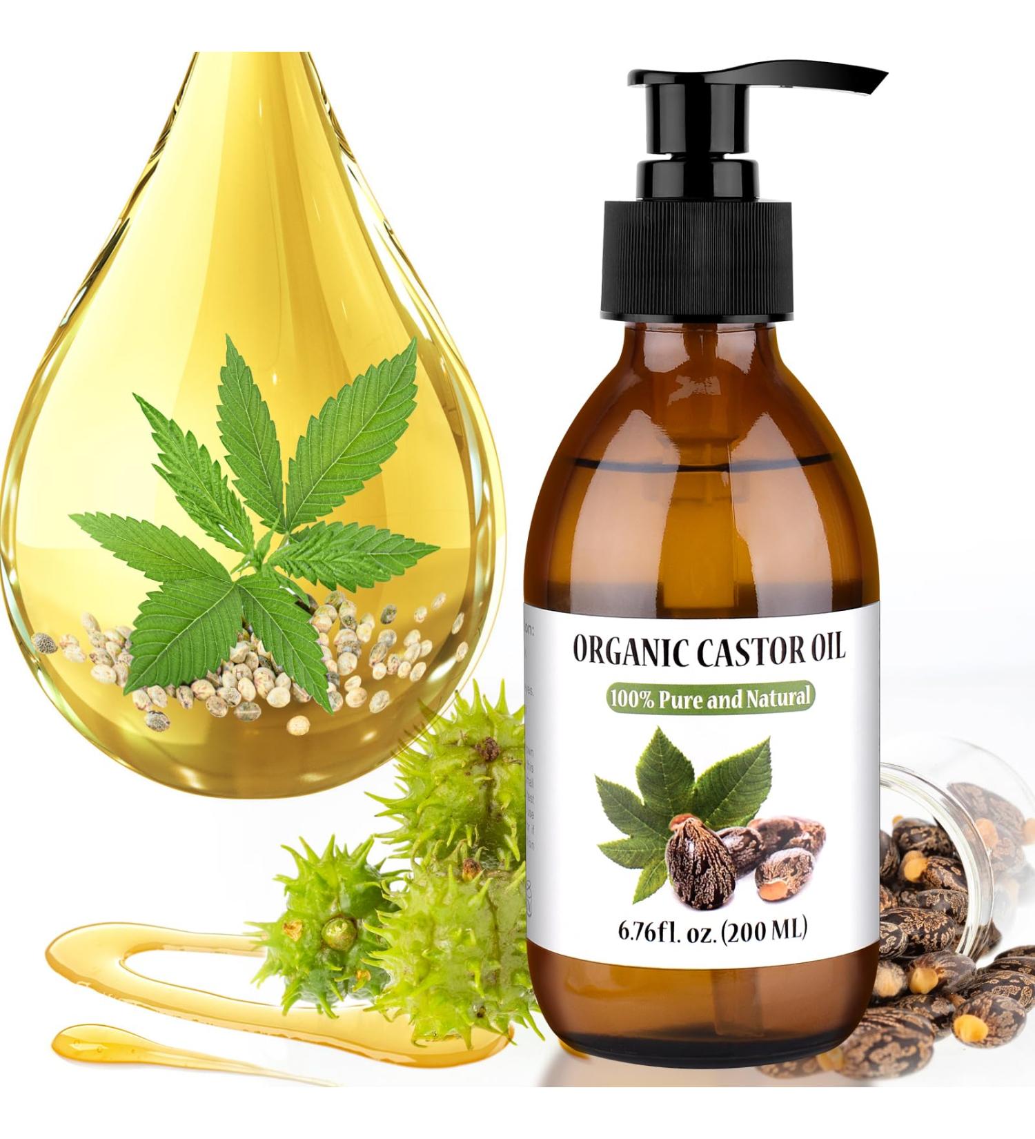 Organic Castor Oil 7 fl oz - Cold Pressed Pure & Hexane Free for Hair Eyelashes & Nails - Support Hair Growth Naturally - Buy Online on GoSupps.com