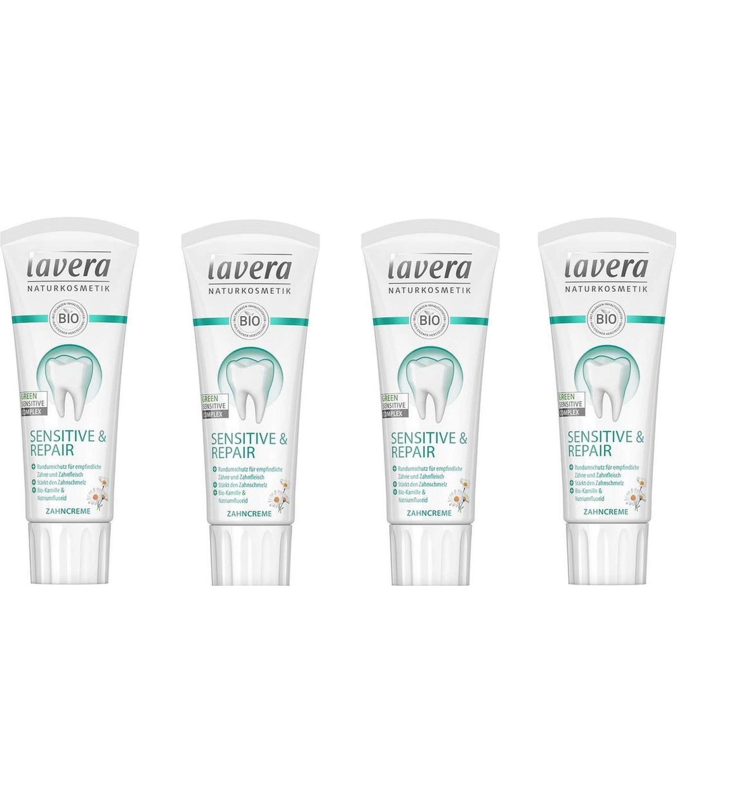 Lavera Toothpaste Sensitive and Repair - with organic chamomile and sodium fluoride 4 x 75ml