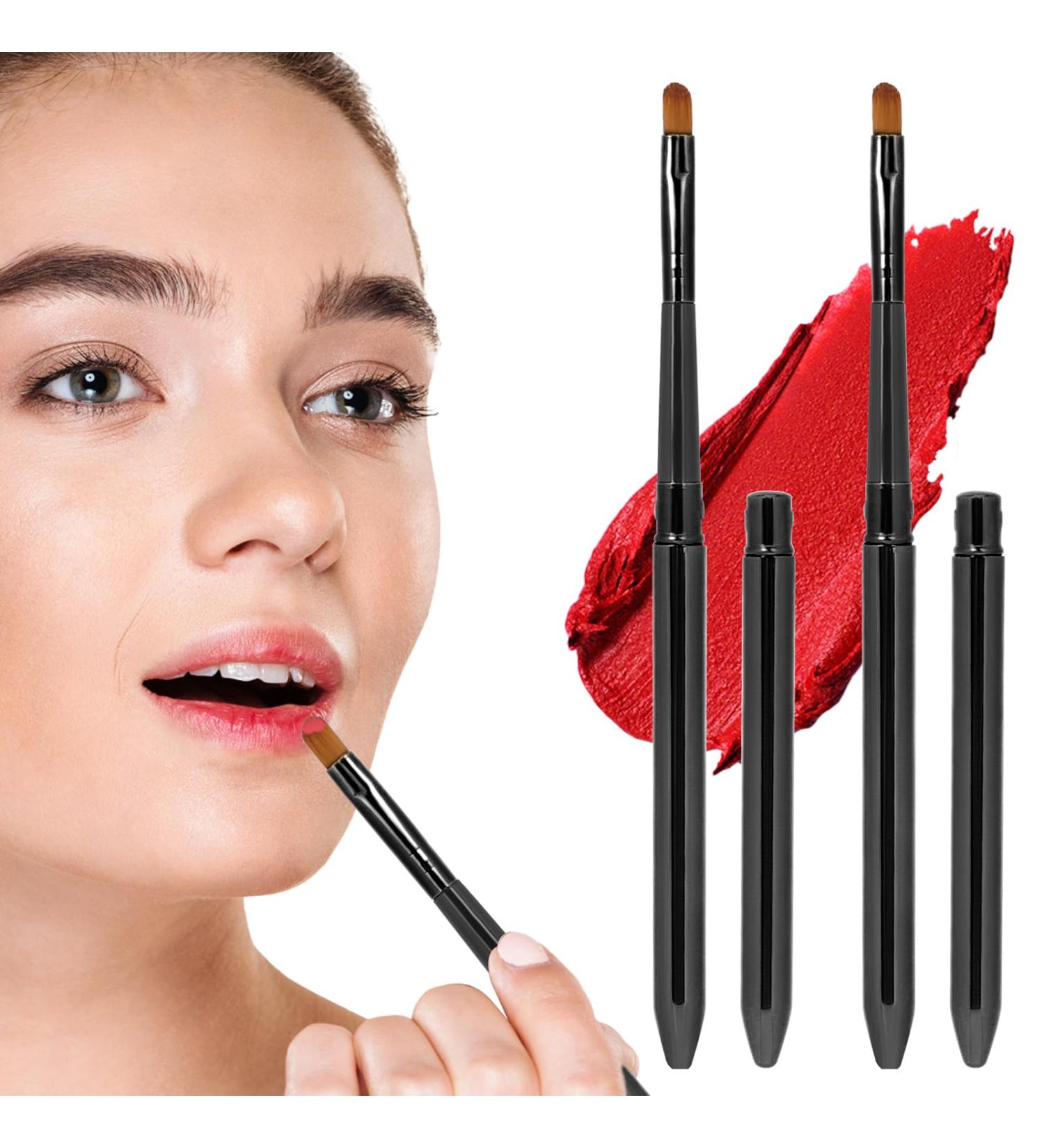 2 PCS Retractable Lip Brush Set | Portable Lipstick Applicator for Travel | Mini Reusable Makeup Brush for Women & Girls - Buy Online on GoSupps.com