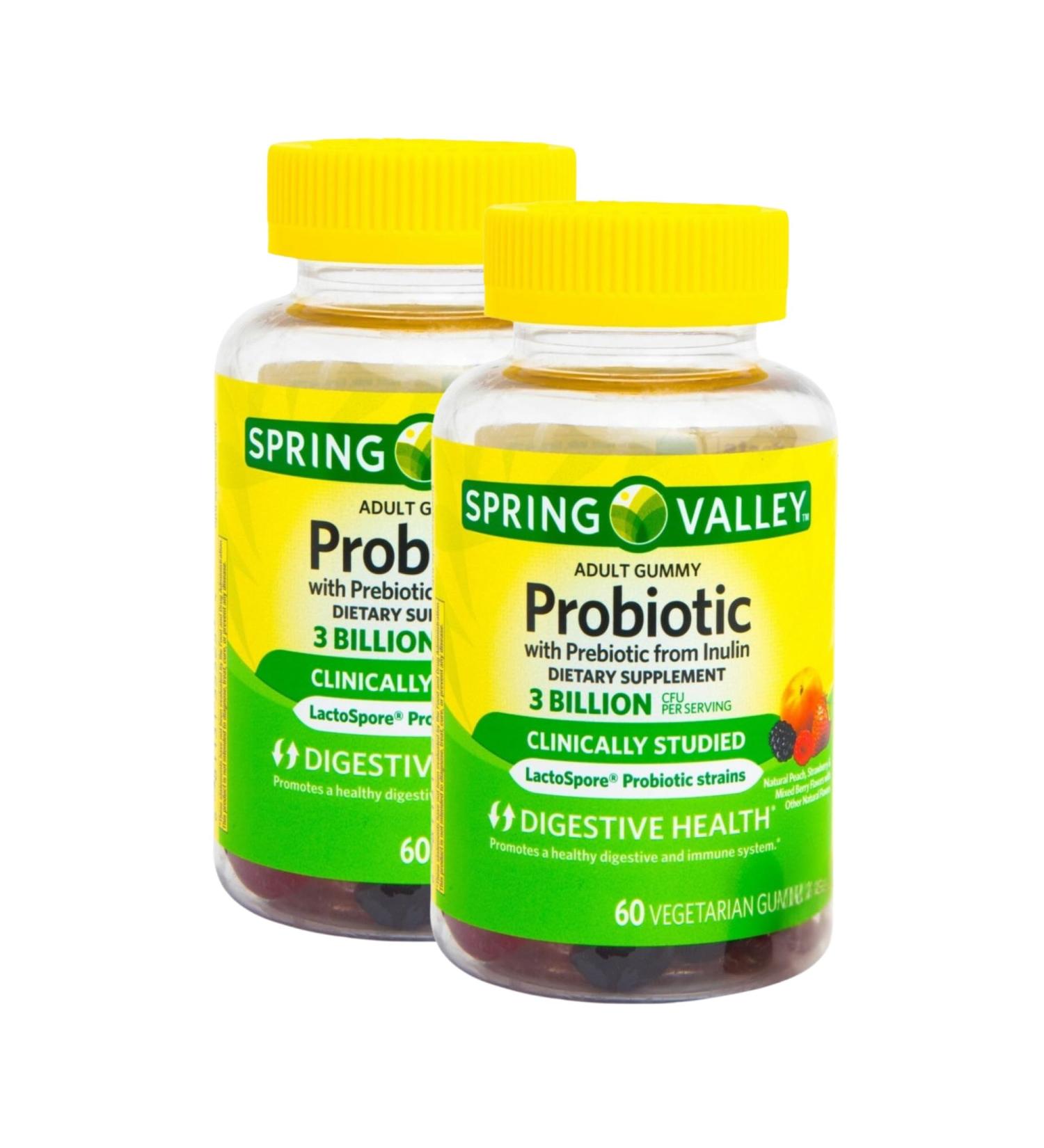 Probiotics Women and Men 60 Vegetarian Gummies 3 Billion CFU with Inulin Digestive Health Supplement Assorted Peach Strawberry Mixed Berry Flavors (Pack of 2) 60 Count (Pack of 2) - Buy Online on GoSupps.com