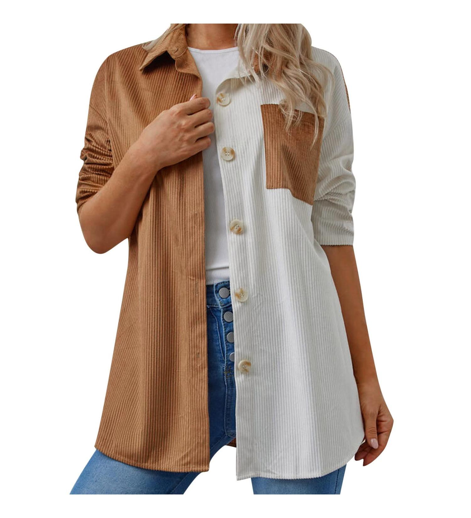 Gefomuofe Blouse Women's Loose Tunic Large Sizes Pullover Tops Long Blouse Shirt Summer Shirt Blouse Button Down Shirts Tunic Casual V-Neck Tops Elegant Plain Office Blouses Office Shirt Brown 3XL - Buy Online on GoSupps.com