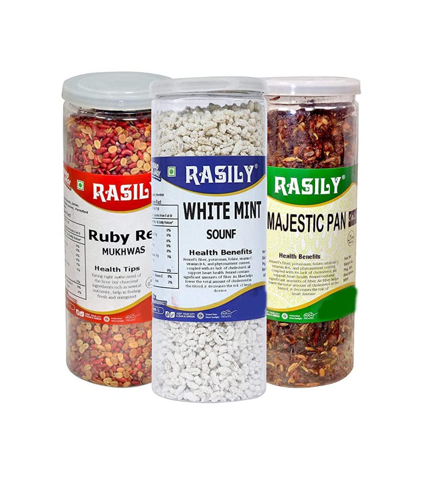 Rasily White Mint Madrasi Ruby Red & Majestic Mix mukhwas Combo_Packing May Vary - Buy Online on GoSupps.com