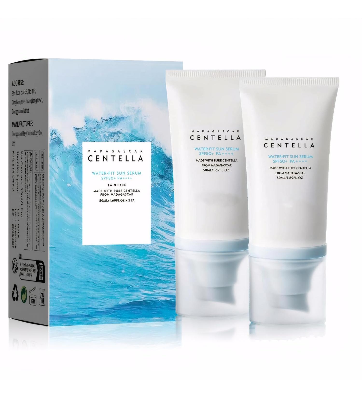 Centella Sunscreen Spf 50 Korean Sunscreen Madagascar Face Moisturiser Centella Face Sun Cream for Refreshing Non-Greasy Sweatproof No White Cast(2 50ml) - Buy Online on GoSupps.com