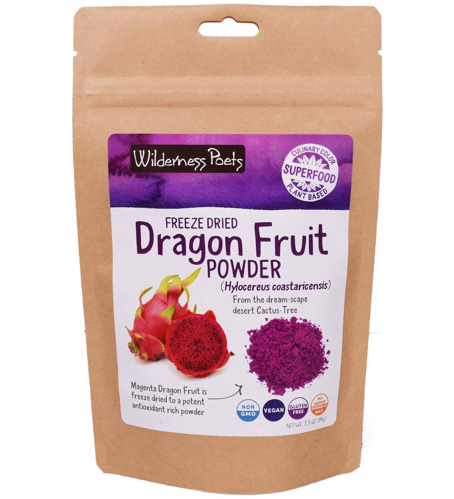 Wilderness Poets Freeze-Dried Dragon Fruit Powder 3.5 oz - Natural Superfood - Buy Online on GoSupps.com