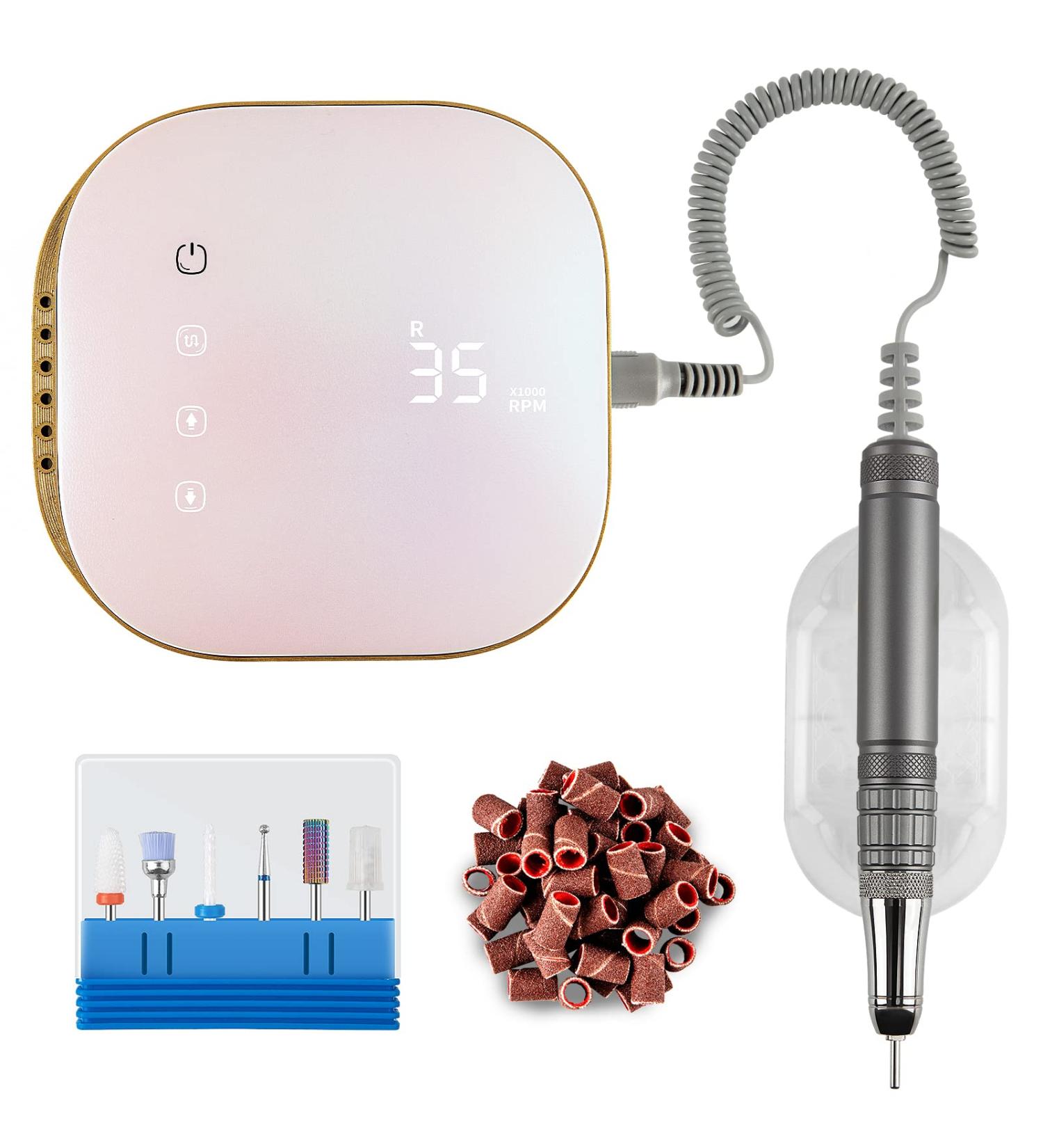 Shop Madenia Brushless Electric Nail Cutter 35000 RPM - Professional Manicure & Pedicure Set with 6 Bits - Perfect for Acrylic & Gel Nails - Buy Online on GoSupps.com