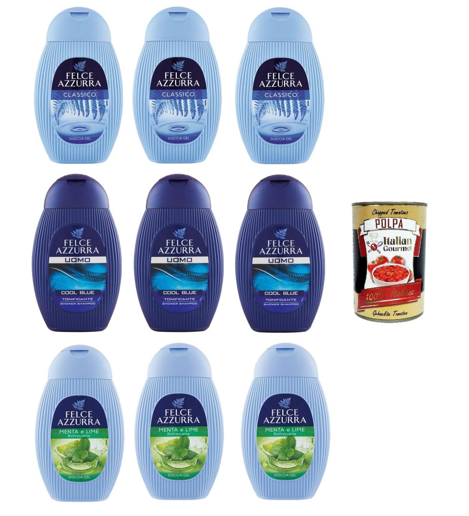  Italian Gourmet E.R. Felce Azzurra Classic Shower Gel Coll Blue Men Lime & Mint Classic Classic Test Pack Men's Blue Lime & Mint 9 x 250 ml + Pulpa Italian Gourmet 400 g - Buy Online on GoSupps.com