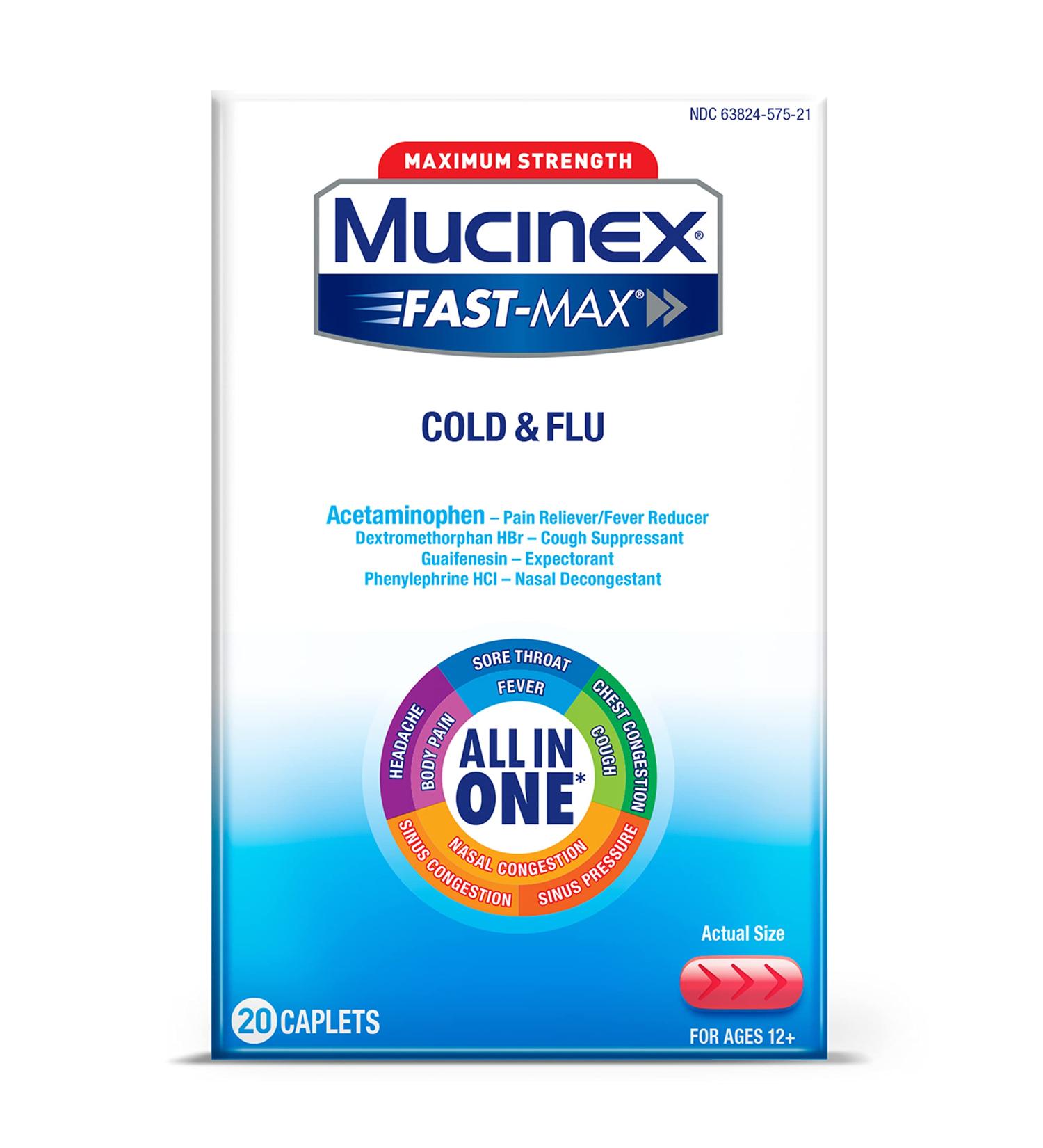 Mucinex Fast Max Cold & Flu Caplets - Maximum Strength - 20 Count - Buy Online on GoSupps.com