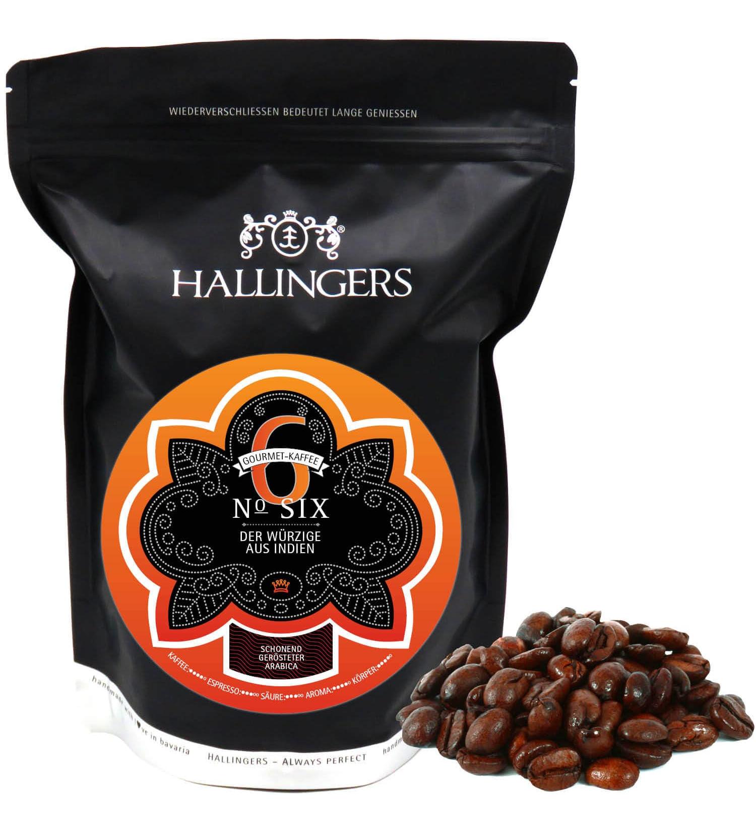 Hallingers No.SIX Gourmet Coffee - 500g Premium Indian Roast | Perfect Mother's Day & Father's Day Gift Ideas | New Home & New Year's Eve Recovery - Buy Online on GoSupps.com