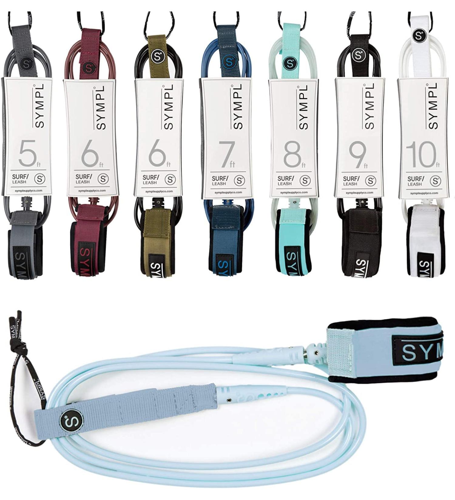 SYMPL Premium 6ft Surfboard Leash - Quick Release Velcro Ankle Cuff, Comfort Neoprene Padding, Light Blue - Ideal for Surf, Skim, Longboard, SUP Paddle Boards - Buy Online on GoSupps.com
