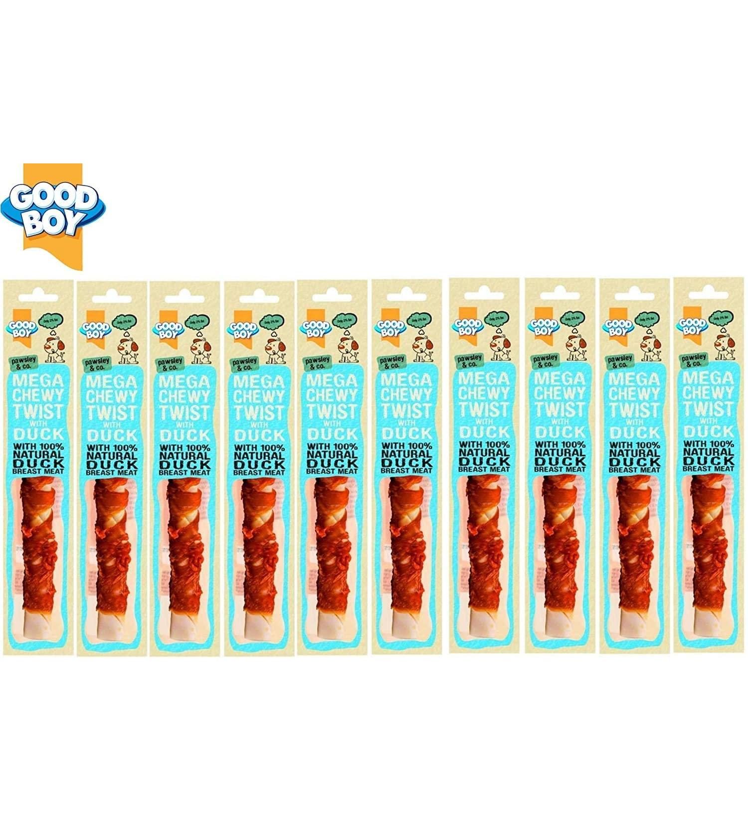 GoodBoy 10 X 70G MEGA CHEWY TWIST WITH DUCK 100% NATURAL DOG CHEW TREAT STICK 05767