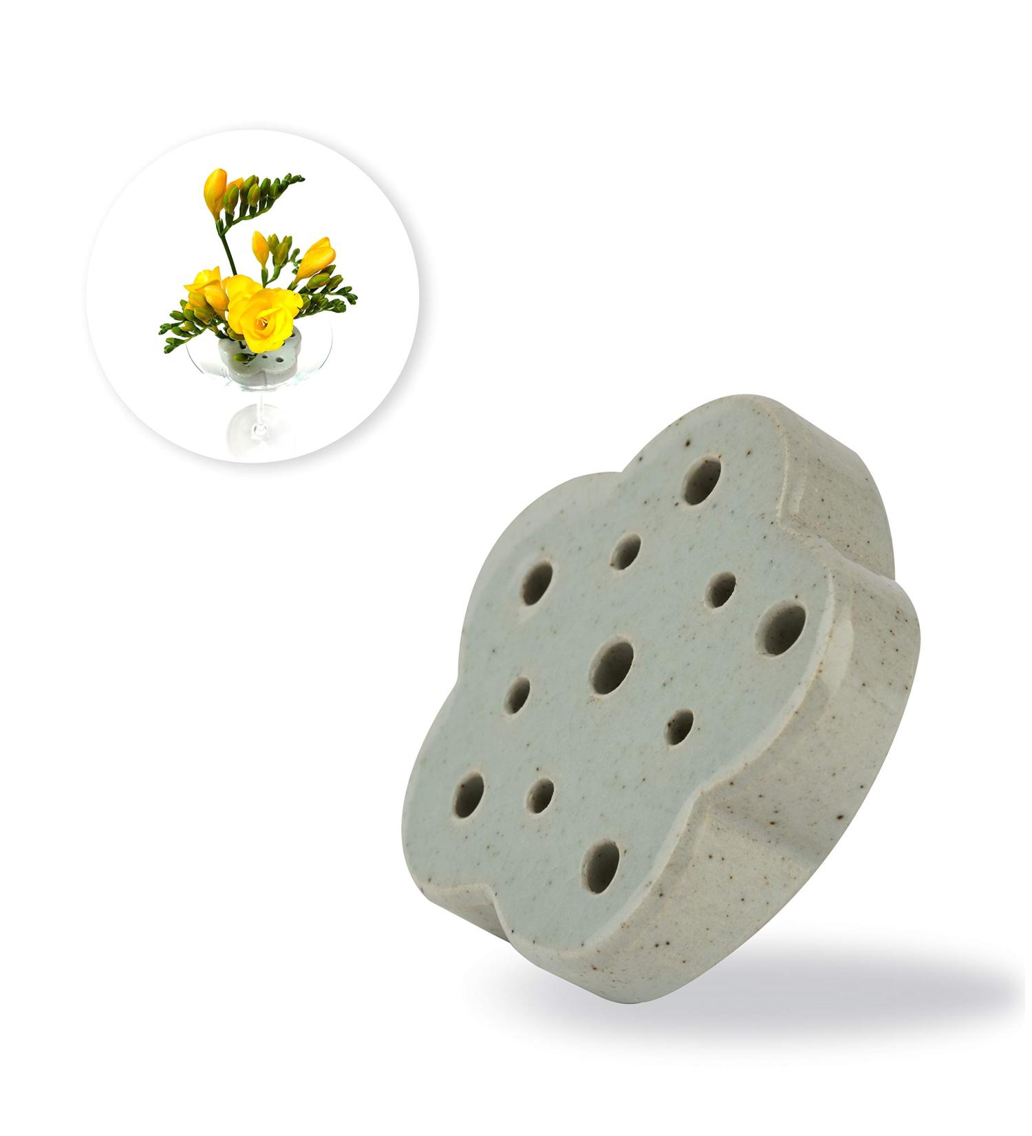 Eco-Friendly Lotus Shaped Clay Floral Holder for Happy and Wealthy Floral Arrangements - White, 2.76 inches - Buy Online on GoSupps.com