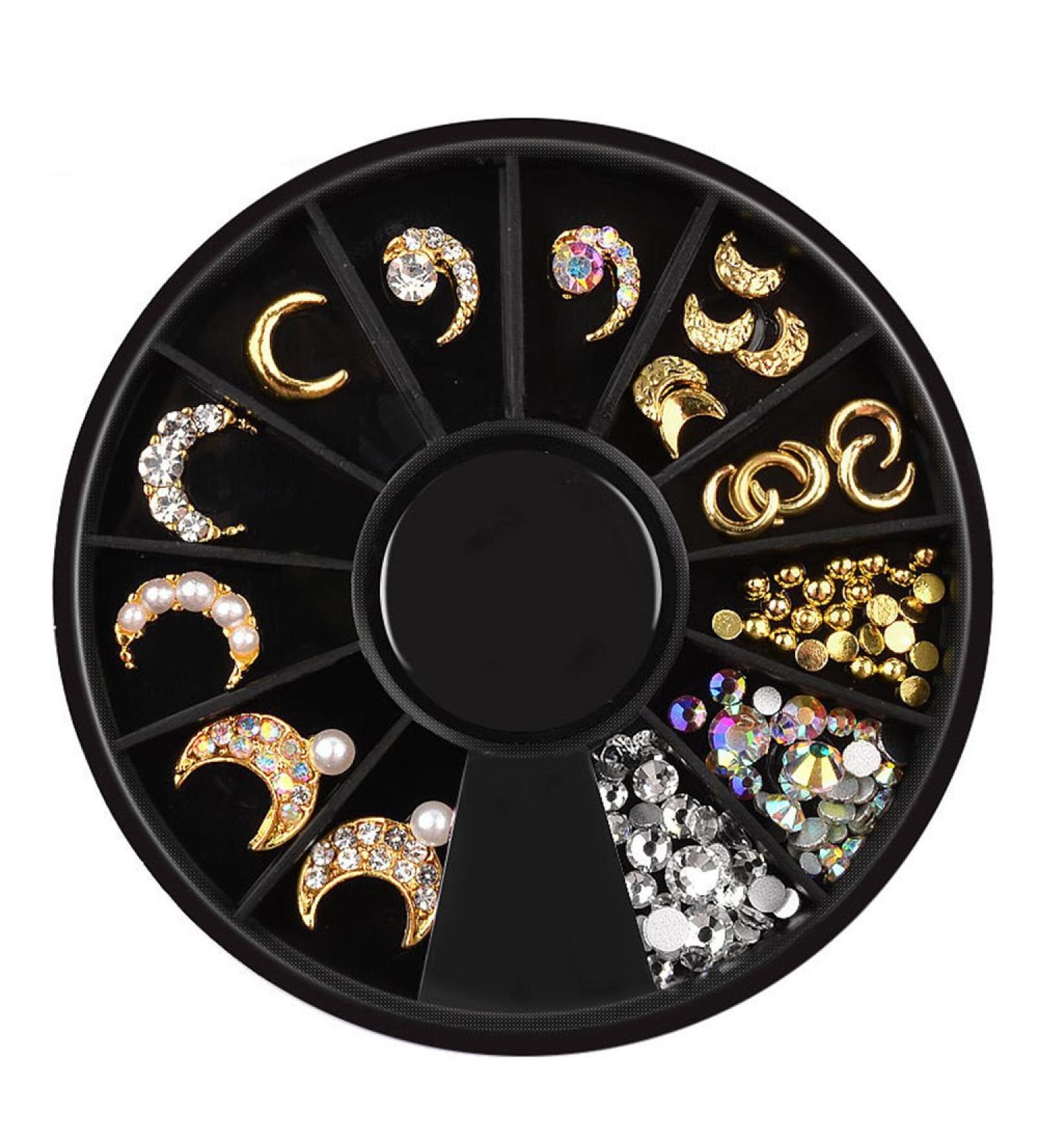 Mezerdoo 1 Wheel Moon Design Nail Rivet Studs Metal Alloy Nail Art Decorations 3D DIY Nail Stickers Jewelry Punk Crystal Rhinestone Nail Charms - Buy Online on GoSupps.com