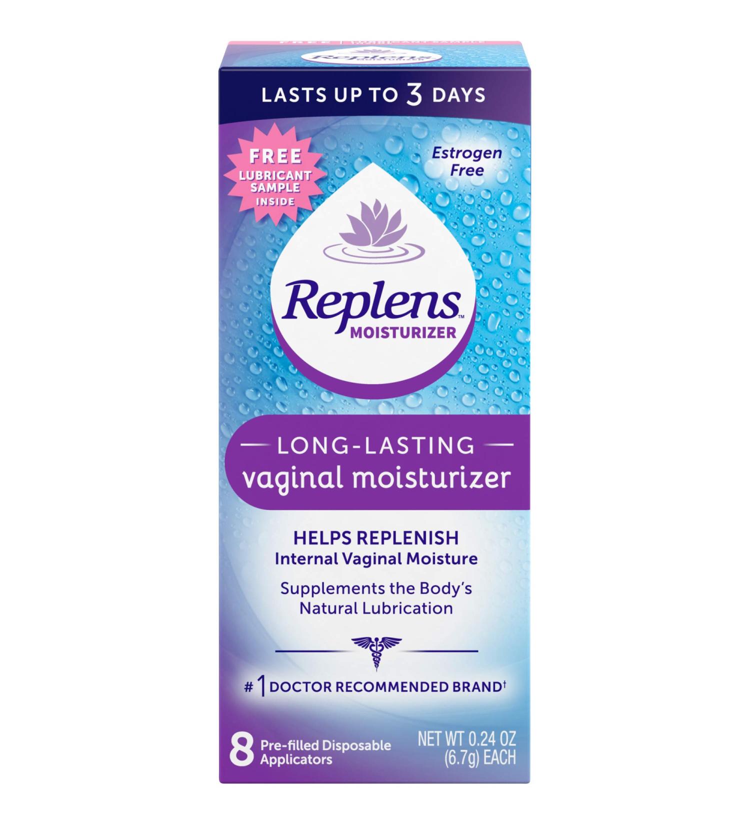 Replens Long-Lasting Vaginal Moisturizer 8 Count Pack - Single-Use Applicator - Hydrating Relief - Feminine Care - Buy Online on GoSupps.com