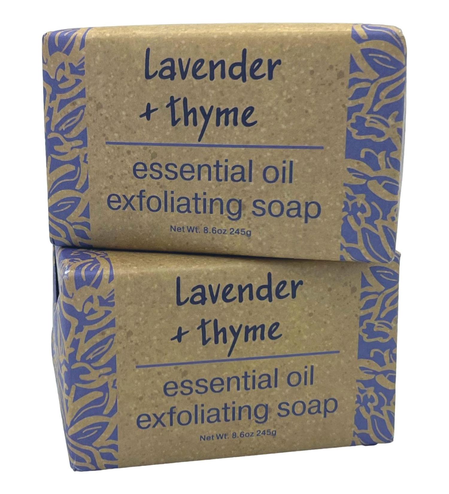 Greenwich Bay Trading Co Lavender and Thyme Essential Oil Exfoliating Bath Bar Soap Set of 2 8.6 Ounces Each