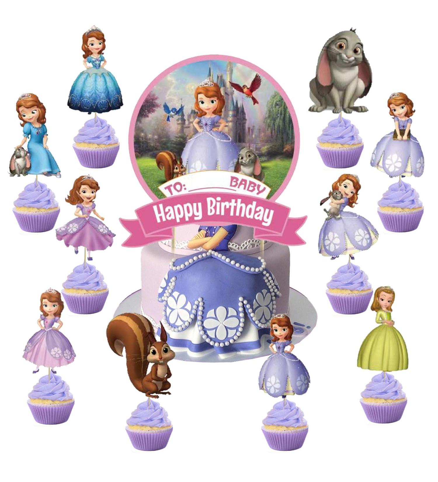 37pcs Sofia Birthday Party Supplies for Princess Theme Birthday Decorations include Cake Topper and Cupcake Toppers Sets - Buy Online on GoSupps.com