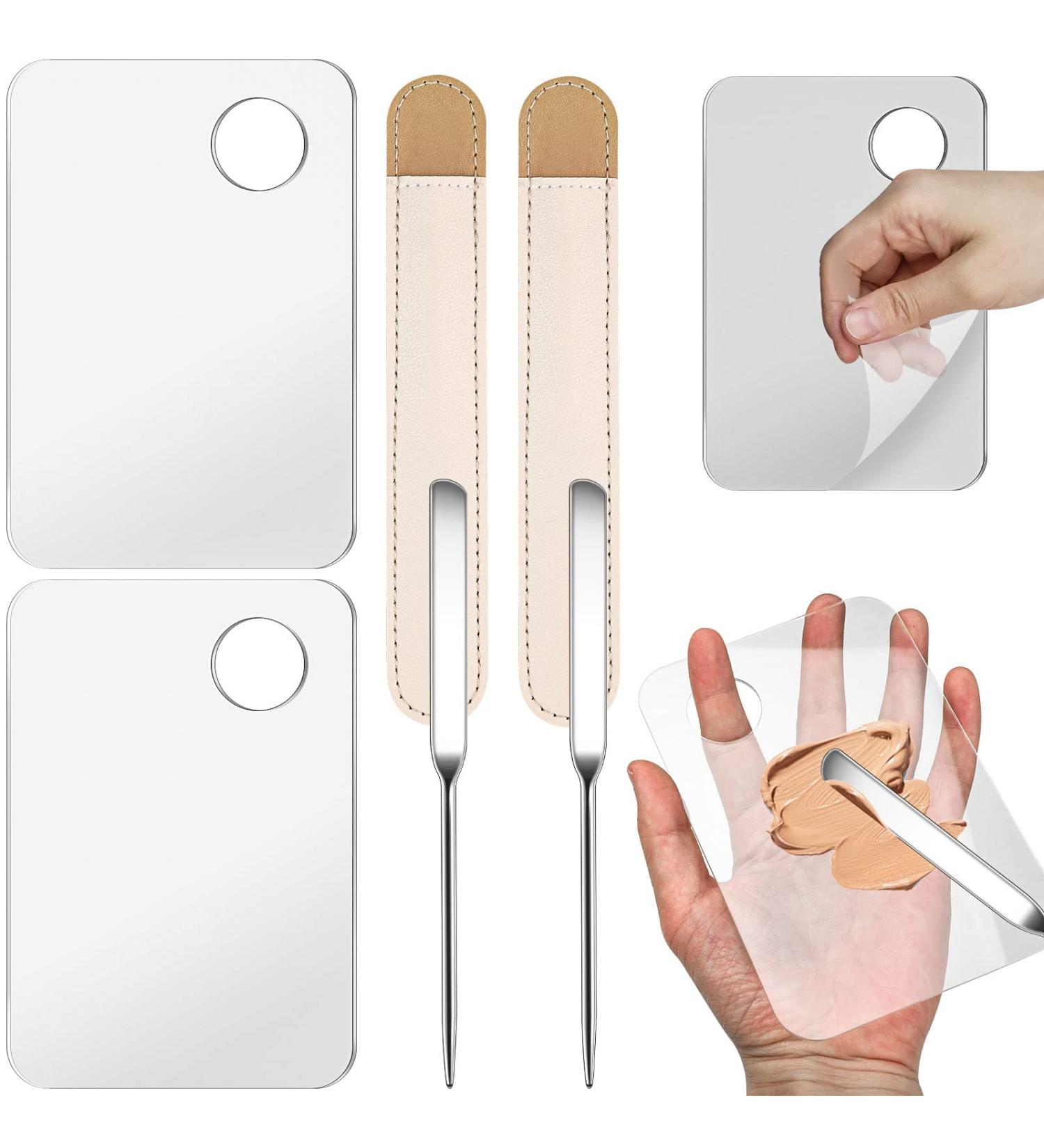 6-Pack Korean Makeup Spatula Set with Stainless Steel Spatulas, Leather Covers, and Clear Palettes - Professional Picasso Makeup Foundation Tool for Mixing and Application - Buy Online on GoSupps.com