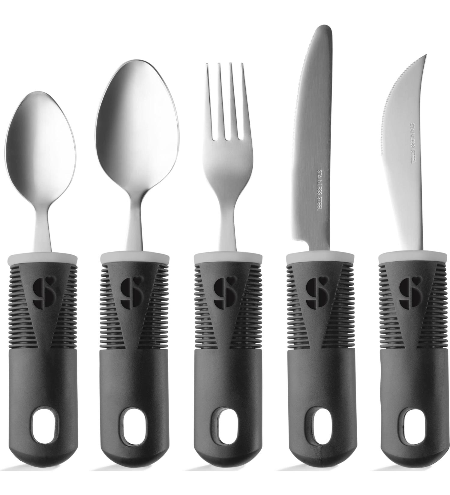 Special Supplies Adaptive Utensils Set for Hand Tremors, Arthritis, Parkinson s - Non-Weighted, Non-Slip Stainless Steel Utensils for Elderly Use - Buy Online on GoSupps.com