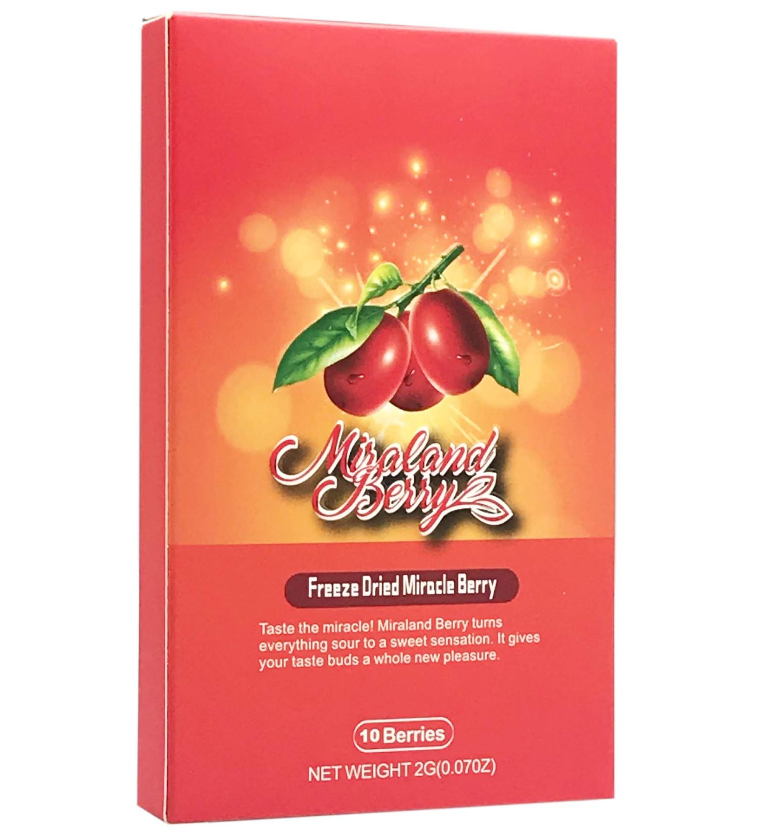 MiralandBerry Freeze Dried Miracle Fruit 10 Whole Premium Berries - Taste Tripping Party Essential, Cut Sugar Intake & Turn Sour Foods Sweet - 0.07oz Pack - Buy Online on GoSupps.com