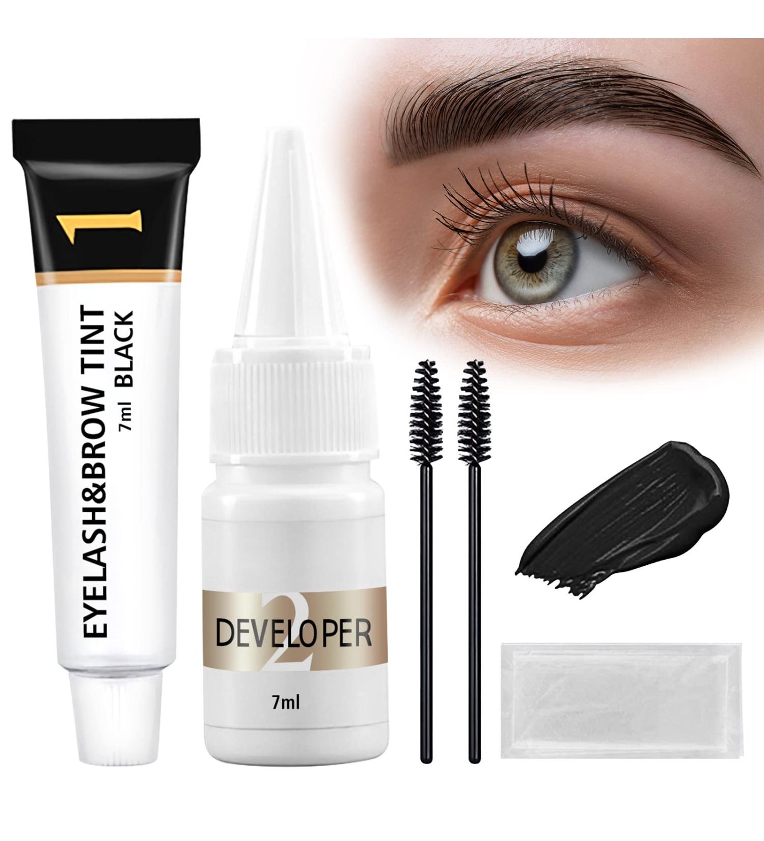Eyebrow Tinting Kit - 2-in-1 Semi-Permanent Lash and Brow Coloring Kit in Black - Buy Online on GoSupps.com