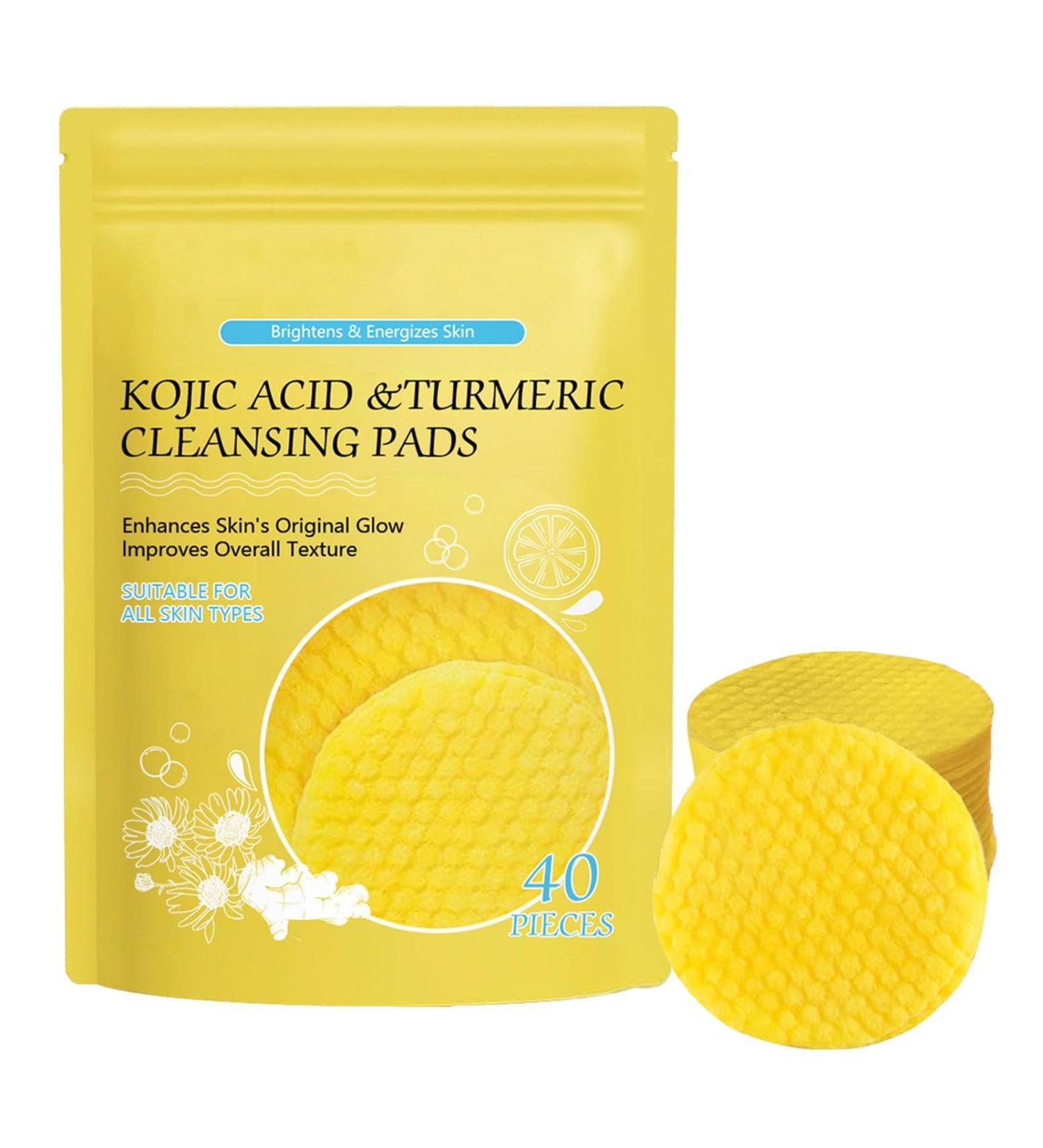 Turmeric Kojic Pads - Turmeric Cleansing Pads for Dark Spots | Turmeric Exfoliatings Foaming Pads | Resurfacing Pads for Face & Body | Facial Sponges for Cleansing - Buy Online on GoSupps.com