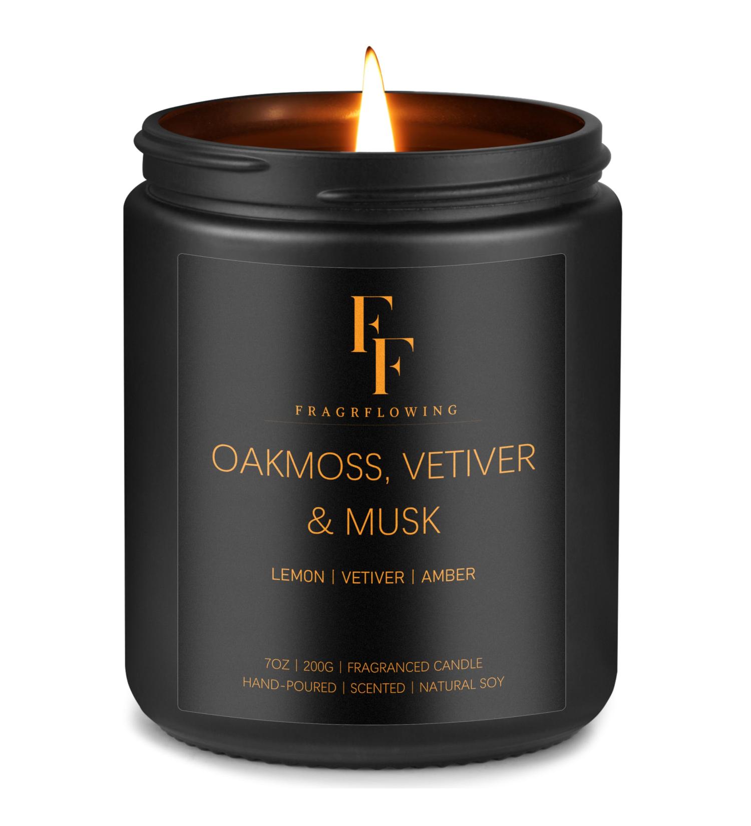 Luxurious Oakmoss Vetiver & Musk Scented Candles | Natural Soy Wax Aromatherapy Candle in Elegant Black Jar | Perfect for Home Fragrance - Buy Online on GoSupps.com