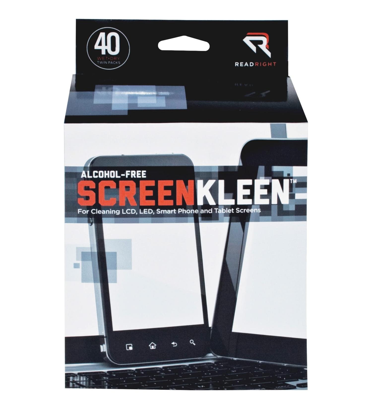 Advantus Read Right Alcohol-Free ScreenKleen Cleaning Wet and Dry Wipes 40-Count REARR1391 - Buy Online on GoSupps.com