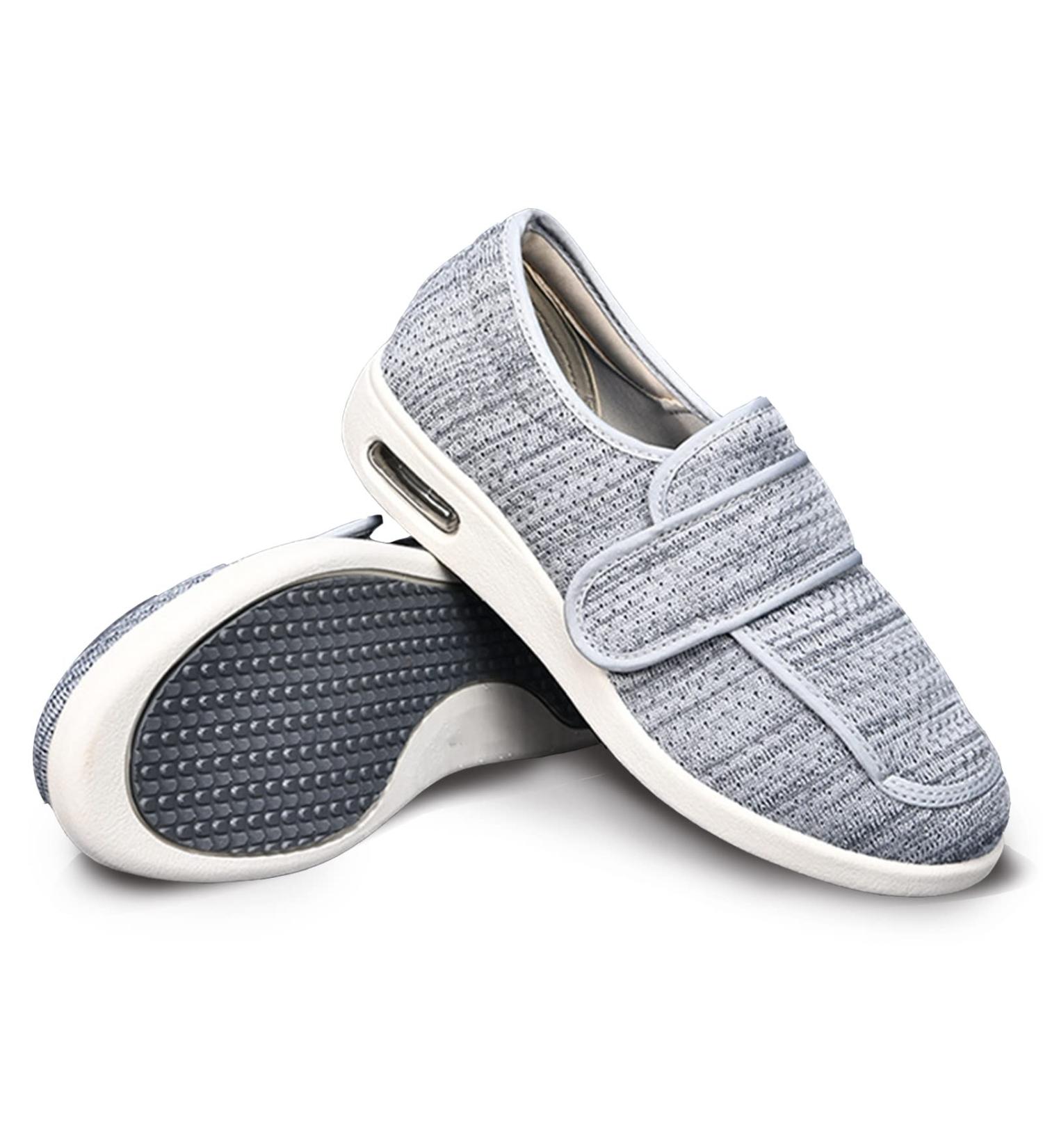 Diabetic/Edema/Lymphedema Men's Shoes | Wide Width Adjustable Closure | Light Gray | Orthopedic Air Cushion Slip-Ons - Buy Online on GoSupps.com