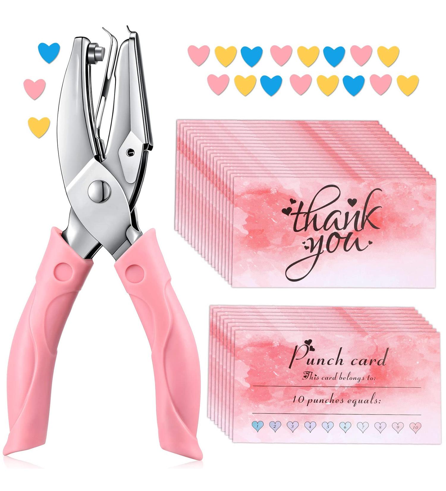 Punch Card and 100 Pieces Reward Punch Card  Handheld Punch Kit  Single-Hole Paper Puncher  Metal Punch with Soft Grip  Home School Office Supplies  Clothing Ticket Scrapbook Punch Tool (Elegant) - Buy Online on GoSupps.com