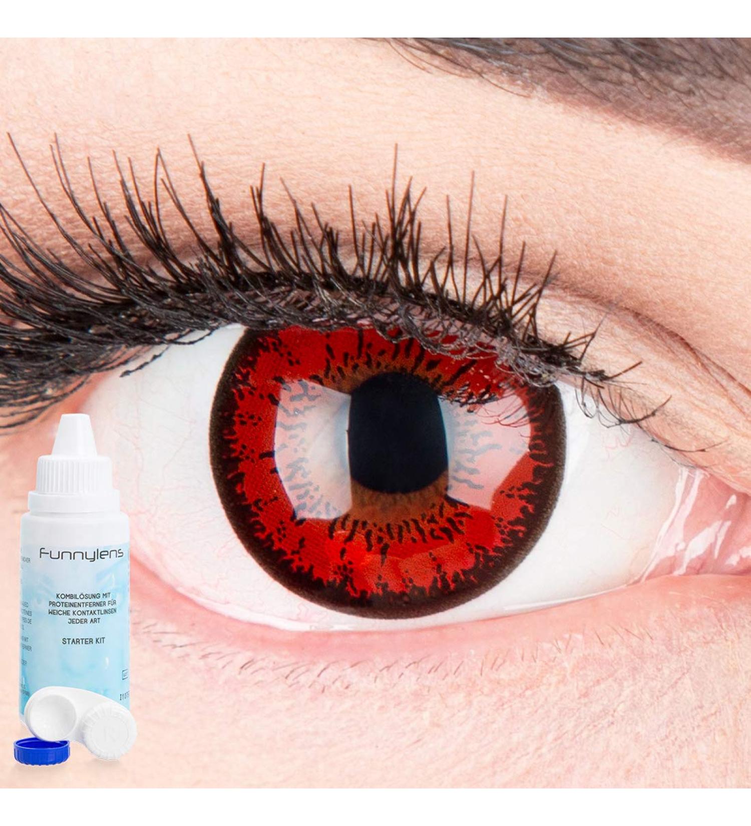 Buy Red Flower Contact Lenses - Fun Colored Red Crazy Lens for Carnival & Halloween 2023 | Free Container & Solution - Buy Online on GoSupps.com