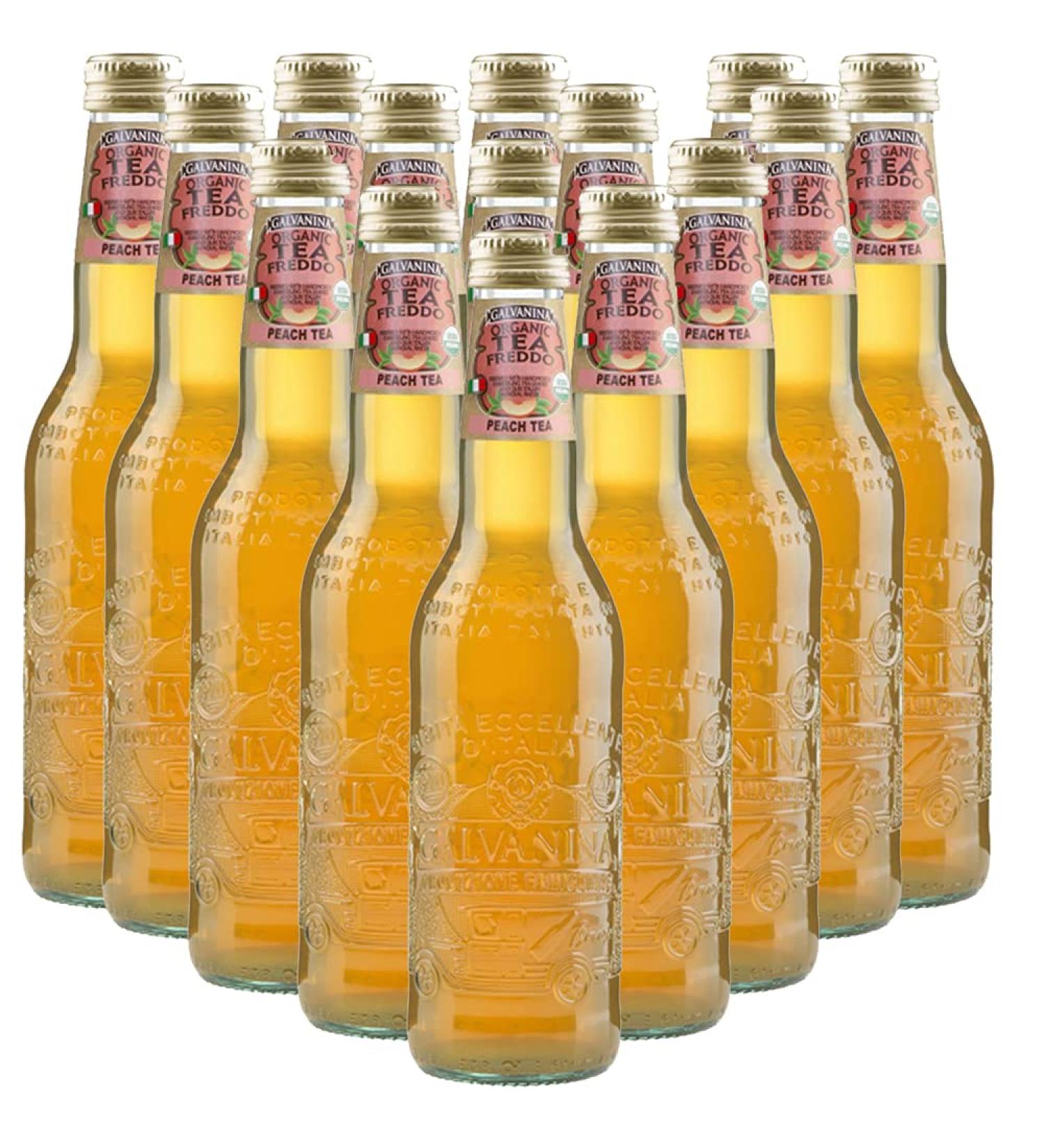 Organic Peach Tea | Galvanina | 12 Carved Glass Bottles | 355 Ml | Italian Excellence | Infusion of the best tea leaves | Organic disinfection drink - Buy Online on GoSupps.com