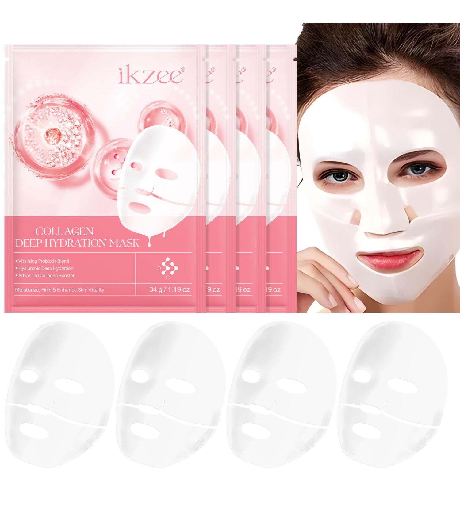 Collagen Face Mask | 34gx4ea Hydrogel Facial Mask for Elasticity & Radiant Skin - Buy Online on GoSupps.com