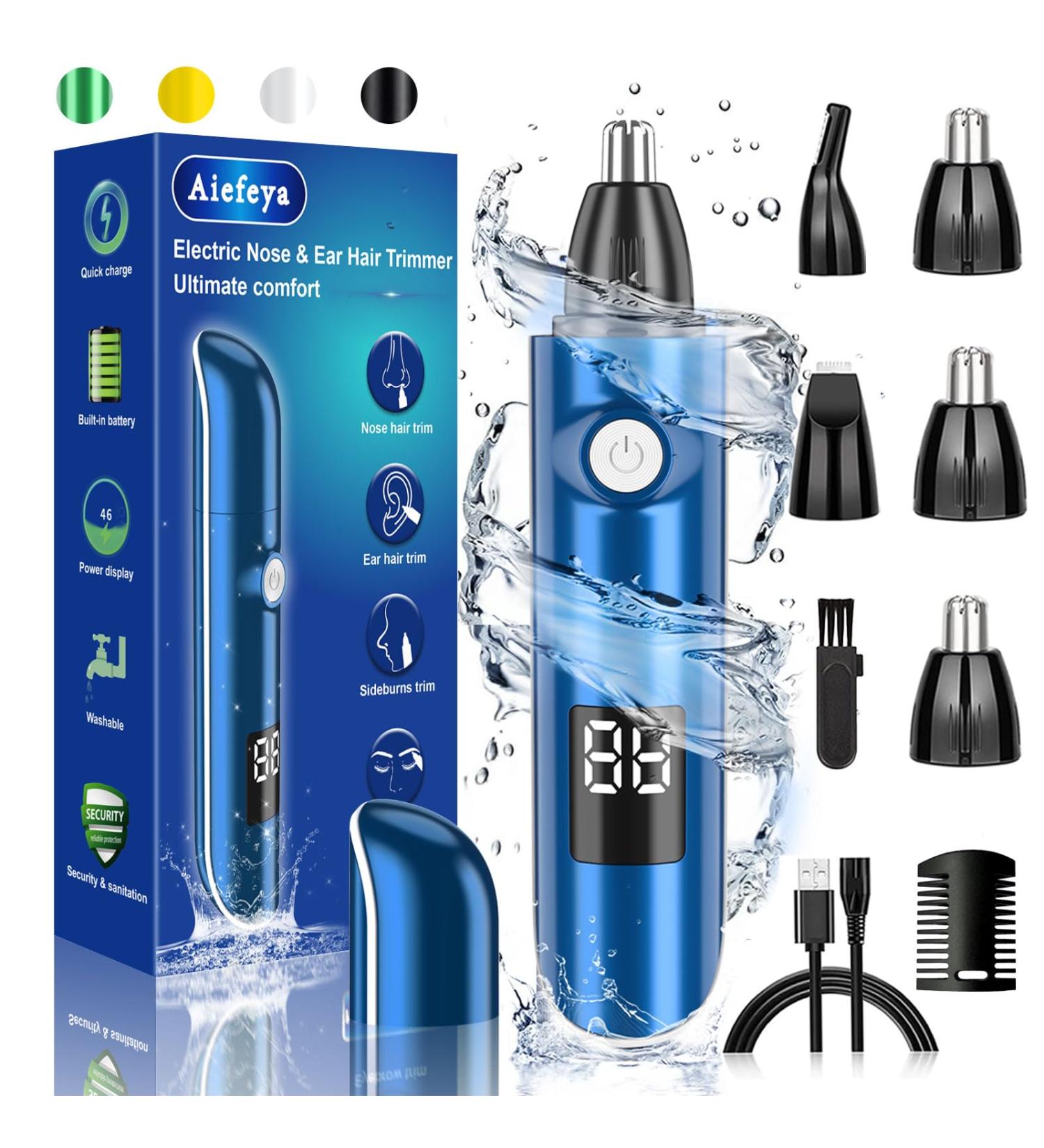 2024 Professional Nose Hair Trimmer for Men & Women - Painless Waterproof & USB Rechargeable - All-in-One Facial & Eyebrow Grooming (Blue - Buy Online on GoSupps.com
