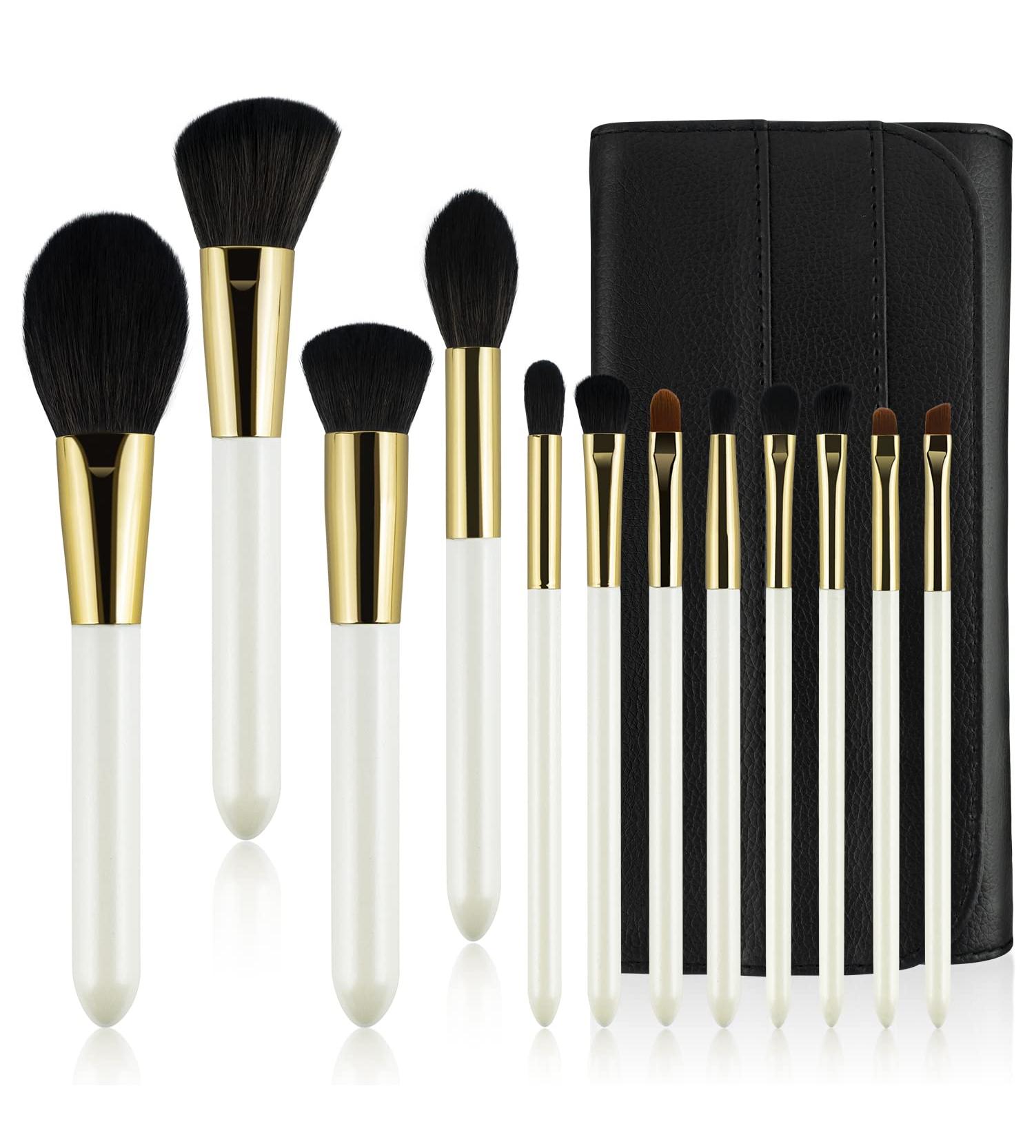 12-Piece White Makeup Brush Set with Travel Storage Bag - Foundation, Powder, Eyeshadow, Concealers, Blush Brushes - Makeup Kit for Face - Professional Beauty Tools - Buy Online on GoSupps.com