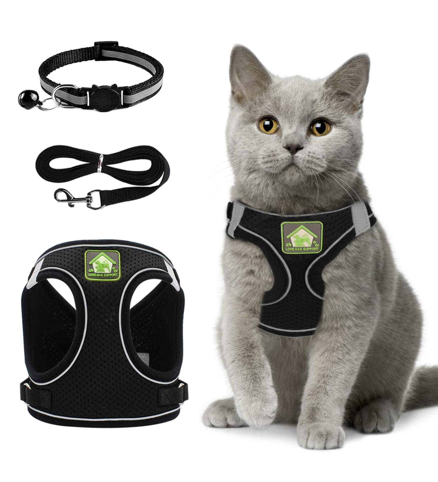 Cat Collars Harnesses and Lead Set Kitten Walking Escape Proof Adjustable Lead Vest Set For Ferret Puppy Rabbit Kitten Lead and Harness Set with Reflective Strip Breathable Soft Mesh Cat Jacket(S) - Buy Online on GoSupps.com