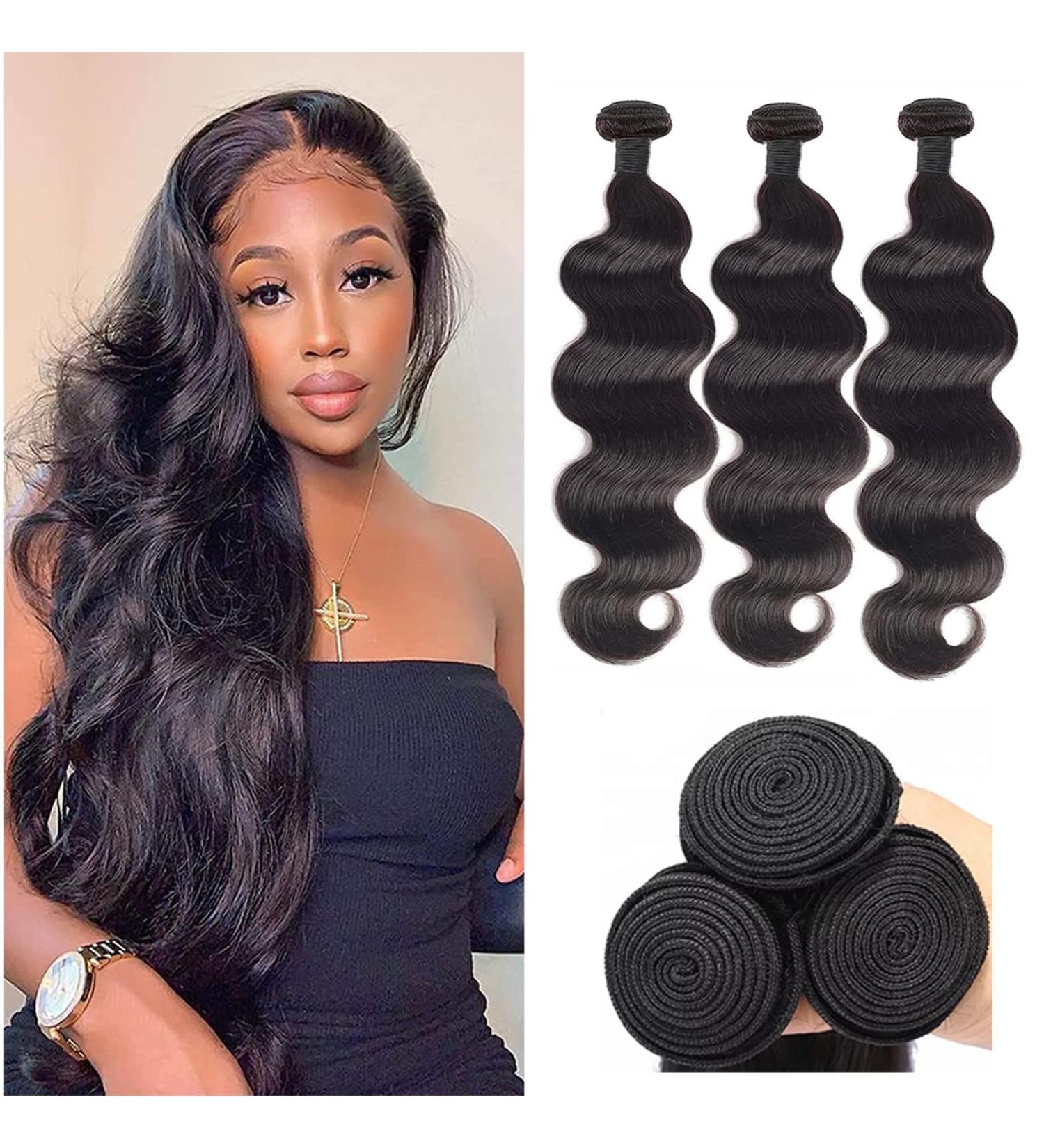 9A Brazilian Virgin Body Wave Human Hair Bundles - 16 18 20 Inch - Natural Color - Buy Online on GoSupps.com