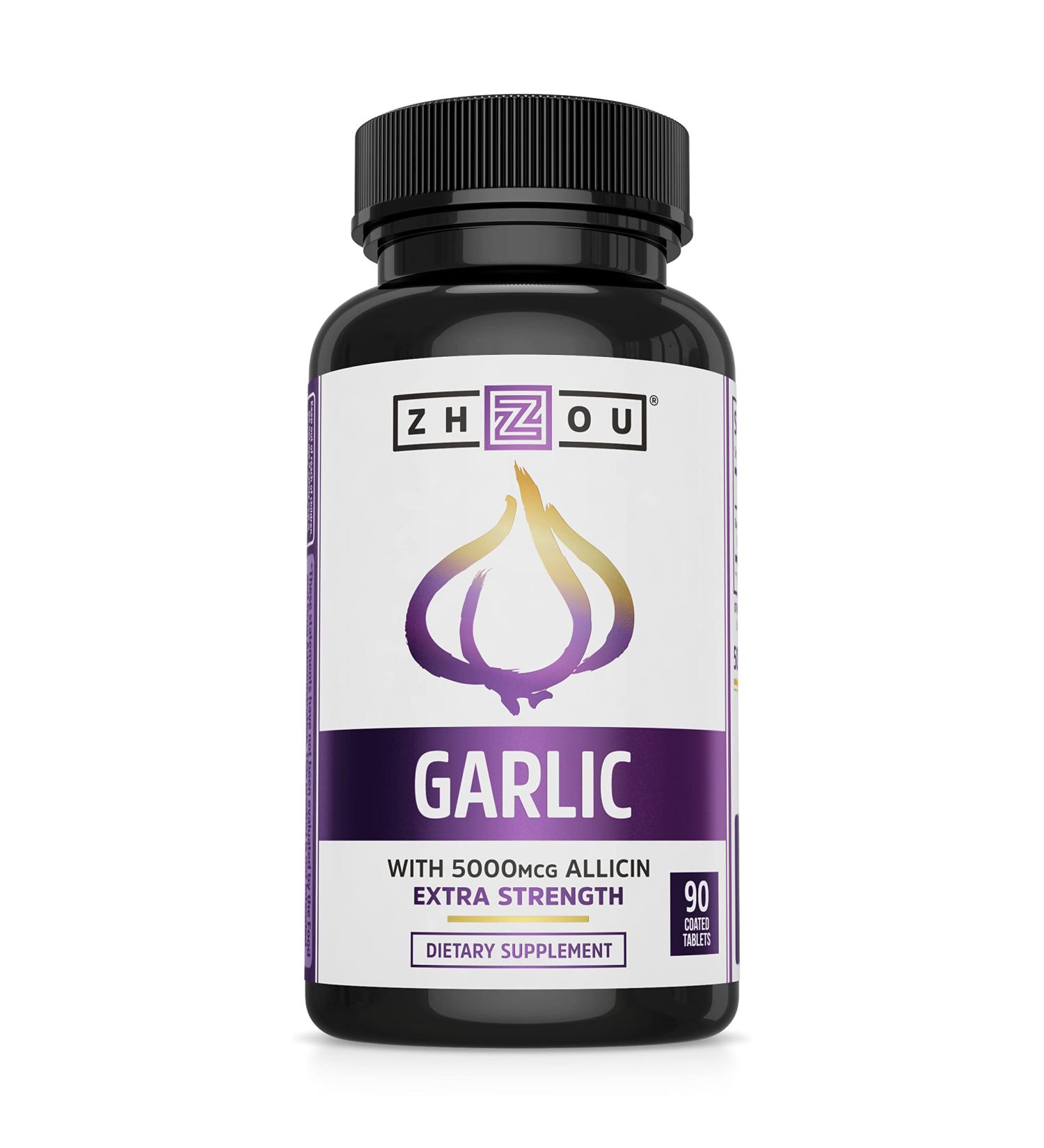 Zhou Nutrition Extra Strength Garlic 90 Coated Tablets - Immune Support & Heart Health - Buy Online on GoSupps.com