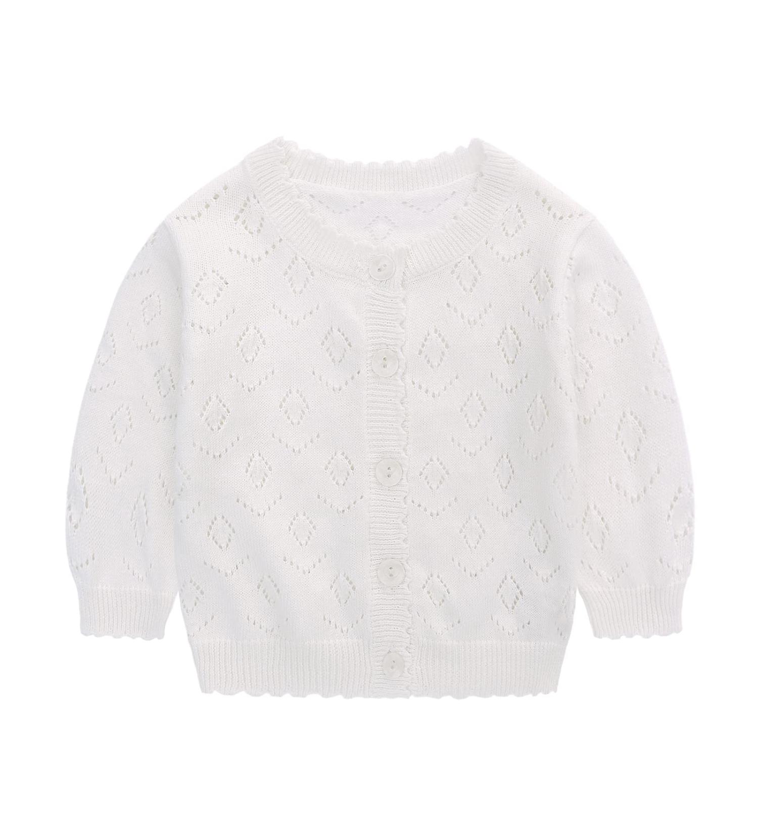 Famuka Baby Cardigan Jacket | Unisex Soft Knitted Sweater 12 Months - White - Buy Online on GoSupps.com