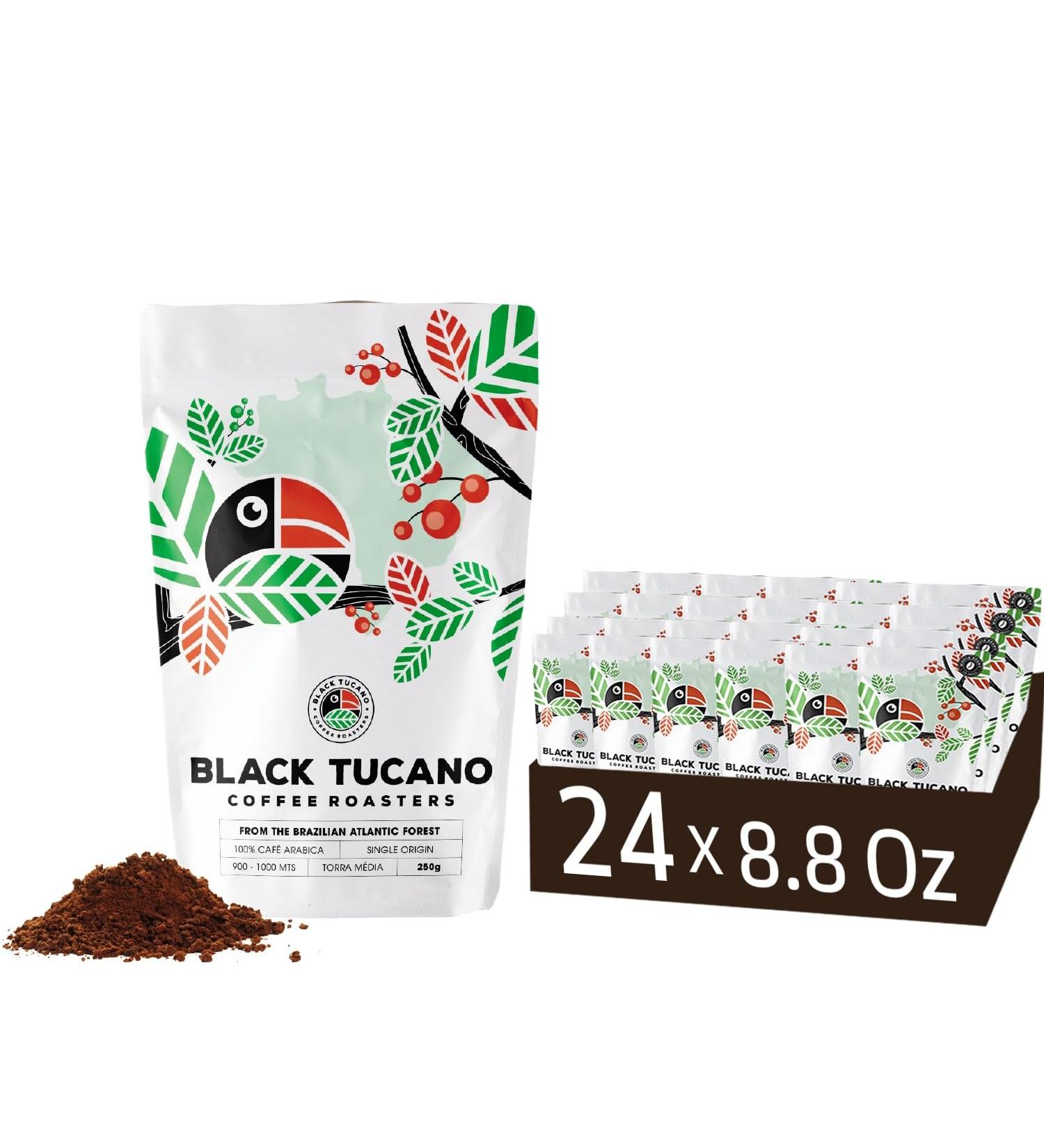 Black Tucano Brazilian Specialty Medium Roast Single Origin Coffee - Premium 86+ Points Ground Coffee - 250g 24 Pack - Buy Online on GoSupps.com