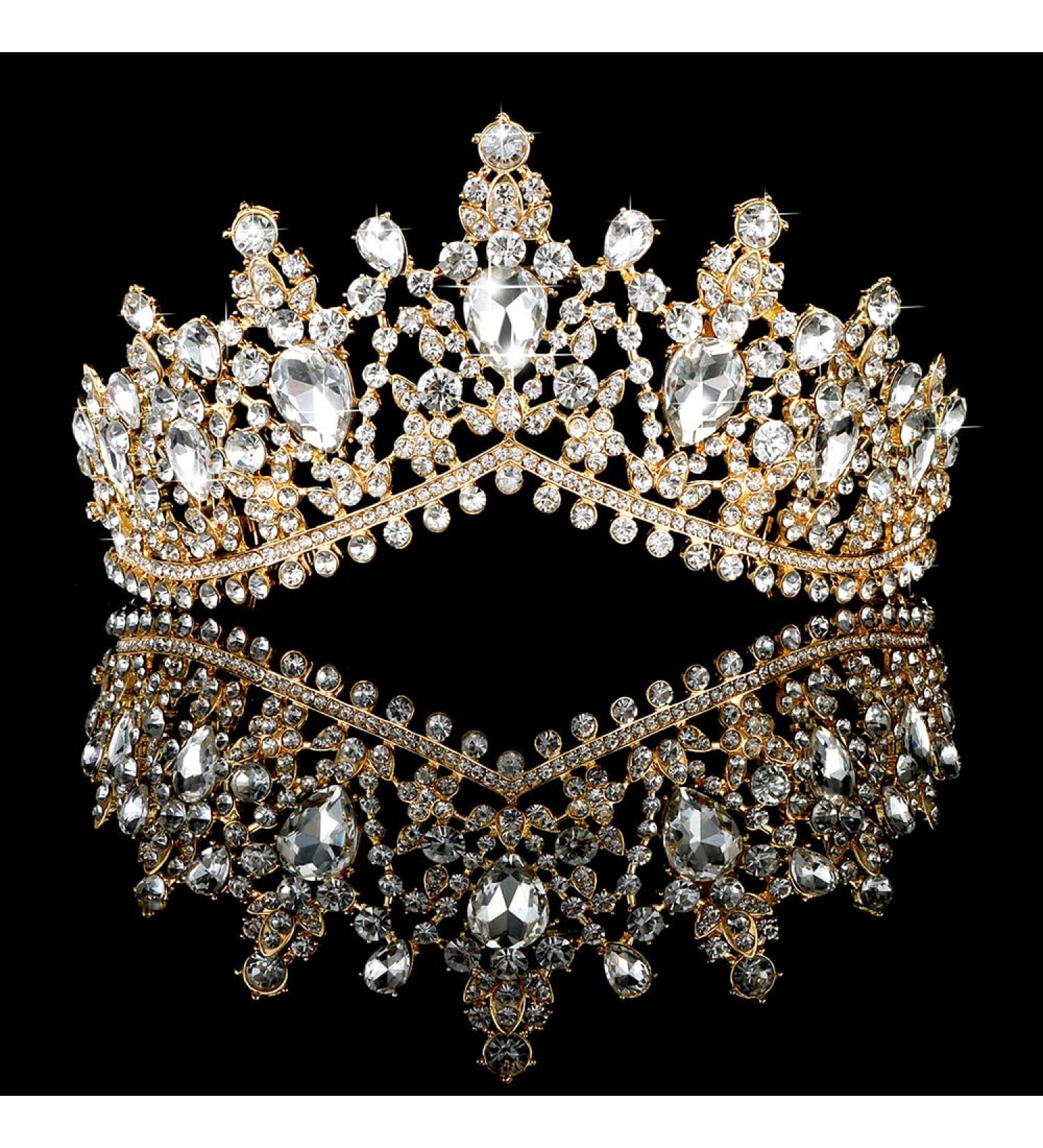 TOBATOBA Gold Crown: Crystal Princess Tiara for Women - Perfect for Wedding, Quinceanera, Prom & Cosplay - Buy Online on GoSupps.com