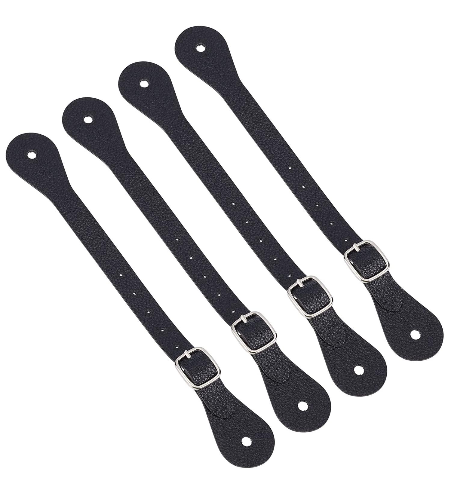 Buy GorgeCraft Adjustable Leather Spore Straps - 4 Piece Set for Riding | Durable Ankle Straps for Men & Women | Thigh High Boots Accessory - Black - Buy Online on GoSupps.com