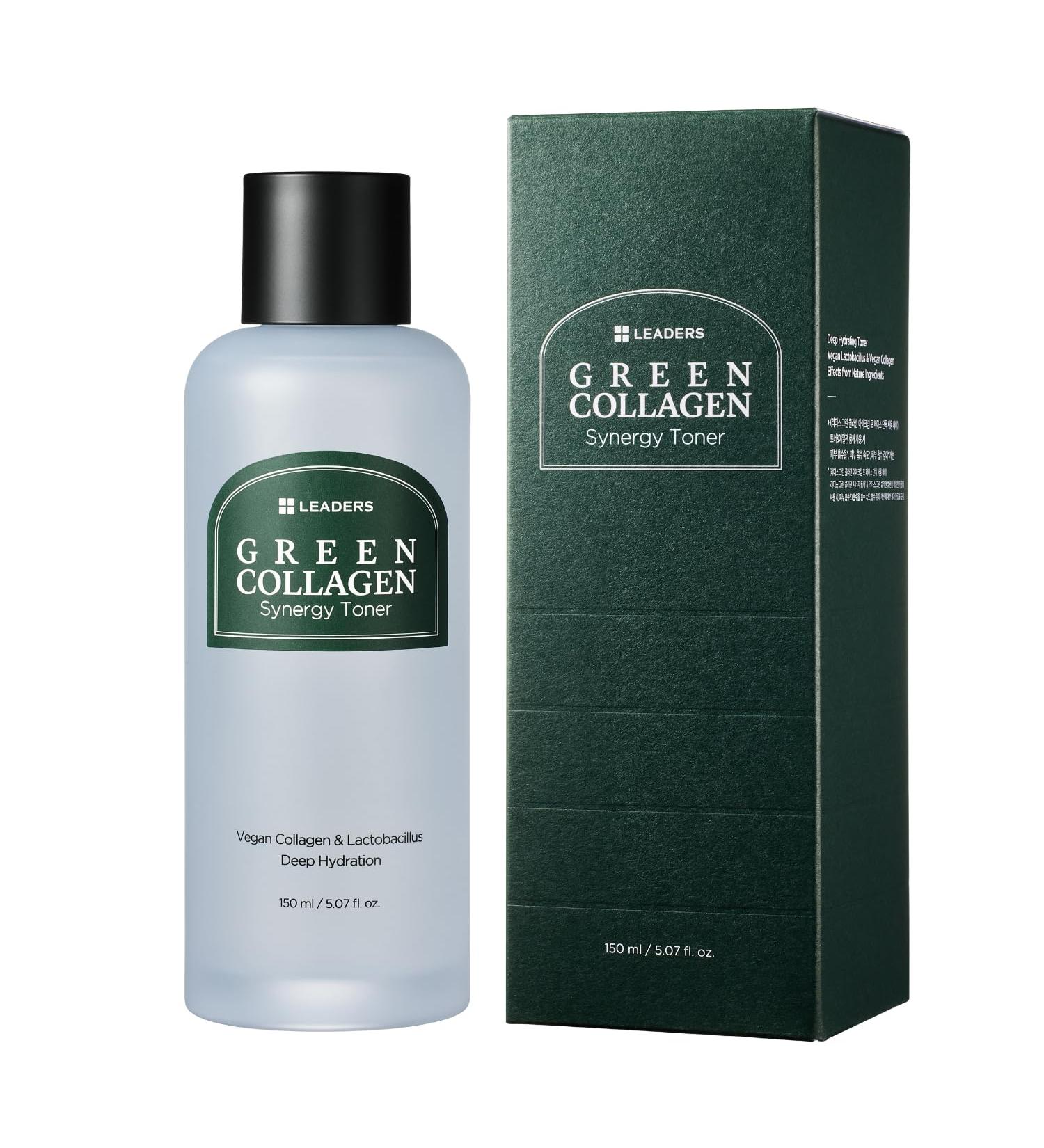 LEADERS Green Collagen Synergy Toner Hydrating Moisturizing Toner for Enhanced Absorption Deep Hydration Refreshed & Soft Skin Gentle Plant-Based Formula 150ml - Buy Online on GoSupps.com