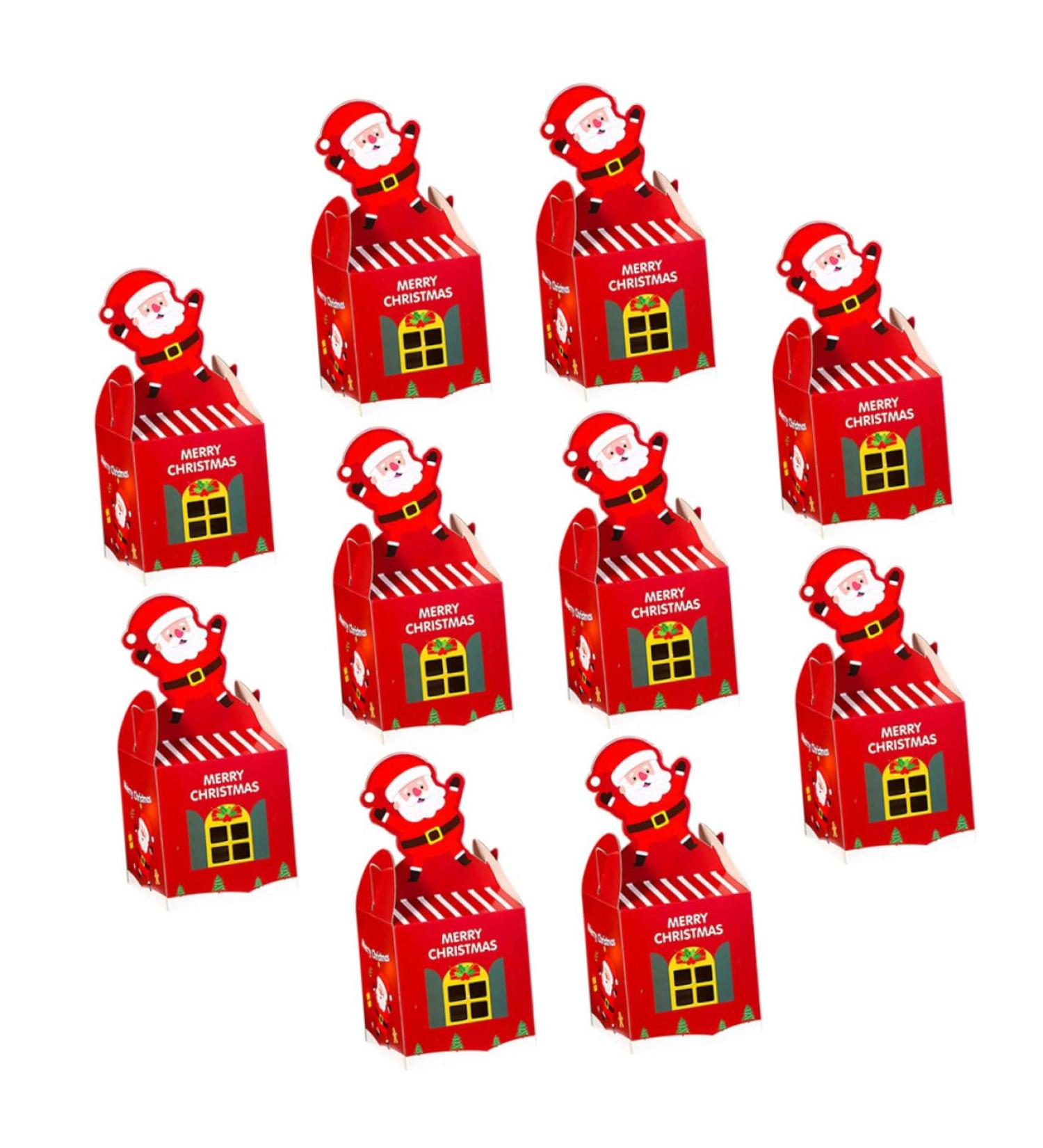 LALAFINA 10pcs Boxes Christmas Wrapping Carton Paper Food Containers Xmas Christmas Goody Boxes Shopping Bag 9X8.5X8.5cm Red - Buy Online on GoSupps.com
