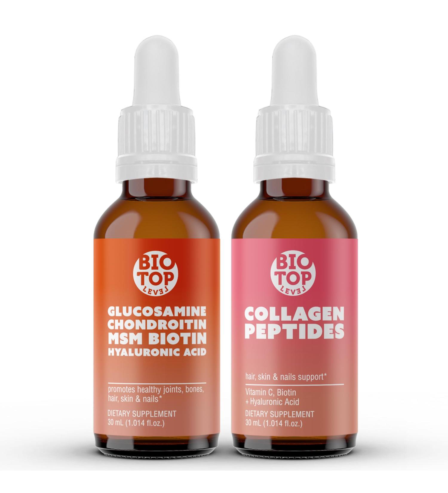 Best Combination (Bundle) for The Good Health of Joints Bones Muscles Hair Skin and Nails - Glucosamine Chondroitin Collagen Biotin Hyaluronic Acid MSM and Vitamin C - Buy Online on GoSupps.com